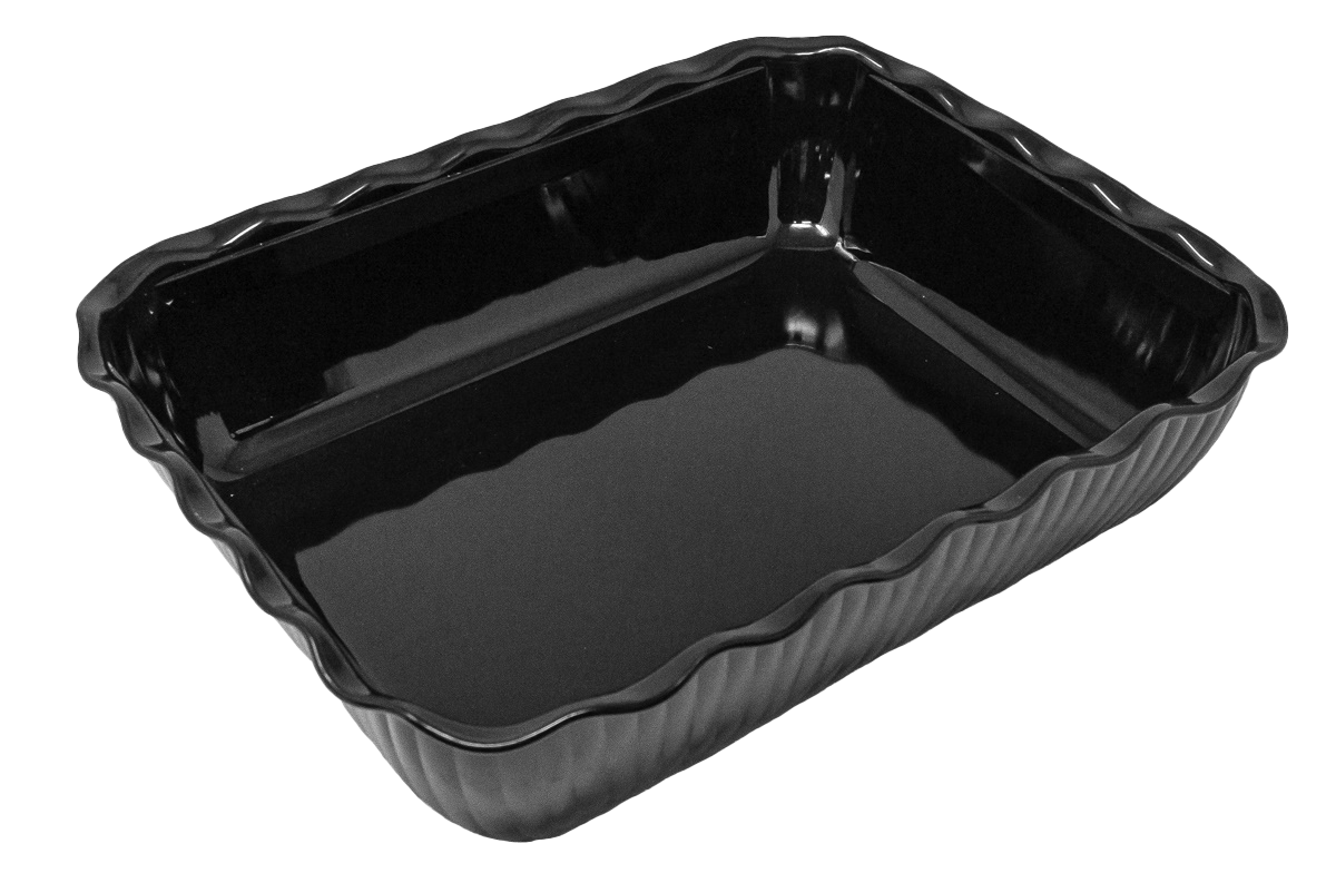 10 5/16″ x 6 3/4″ x 3 1/4″ Black Scalloped Deli Crock 10 lbs. Capacity NSF