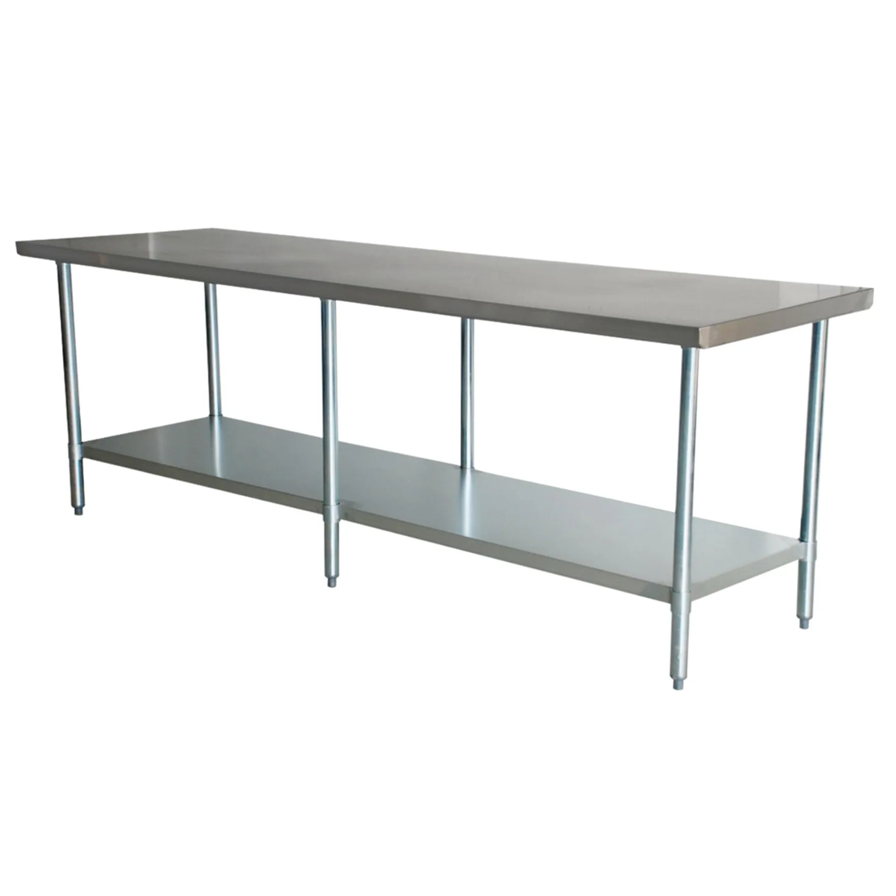 30″ x 108″ 20 Gauge 430 All Stainless Steel Worktable with Stainless Steel Undershelf and Legs