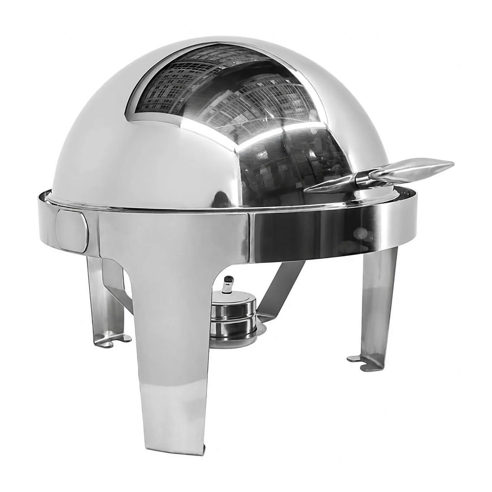 6 qt (5.6 L) Stainless Steel Round Chafing Dish with Roll Top Lid