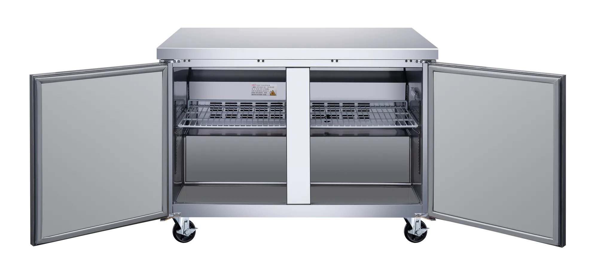 48″ Two (2) Door Undercounter Freezer, 12 cu. ft. (338 L), Stainless Steel