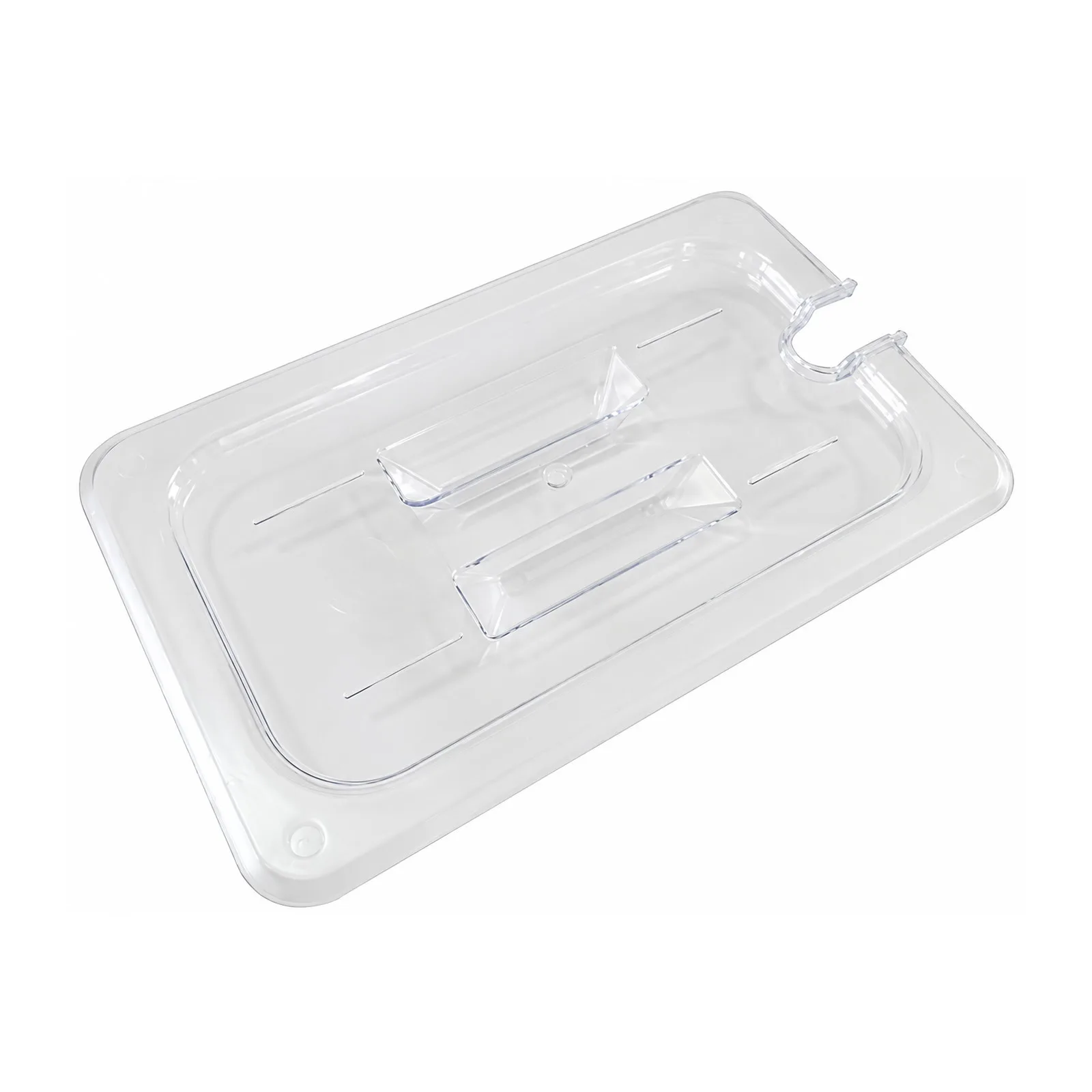 Polycarbonate Quarter-Size Clear Slotted Cover for Food Pan
