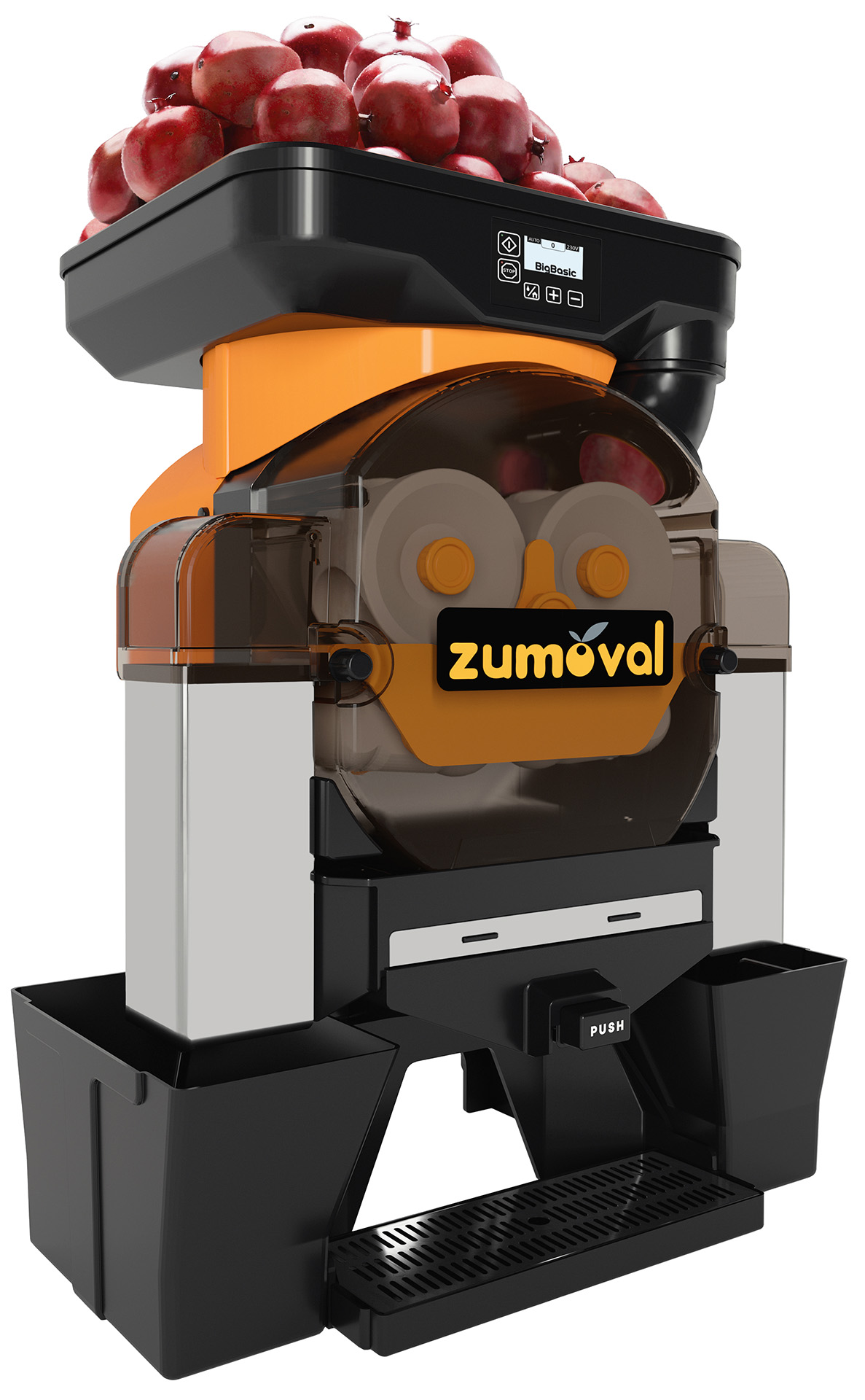 Zumoval Big Basic Juice Extractor with Self-Cleaning System, Push and Juice Button, 28 Fruits per Minute | Trento