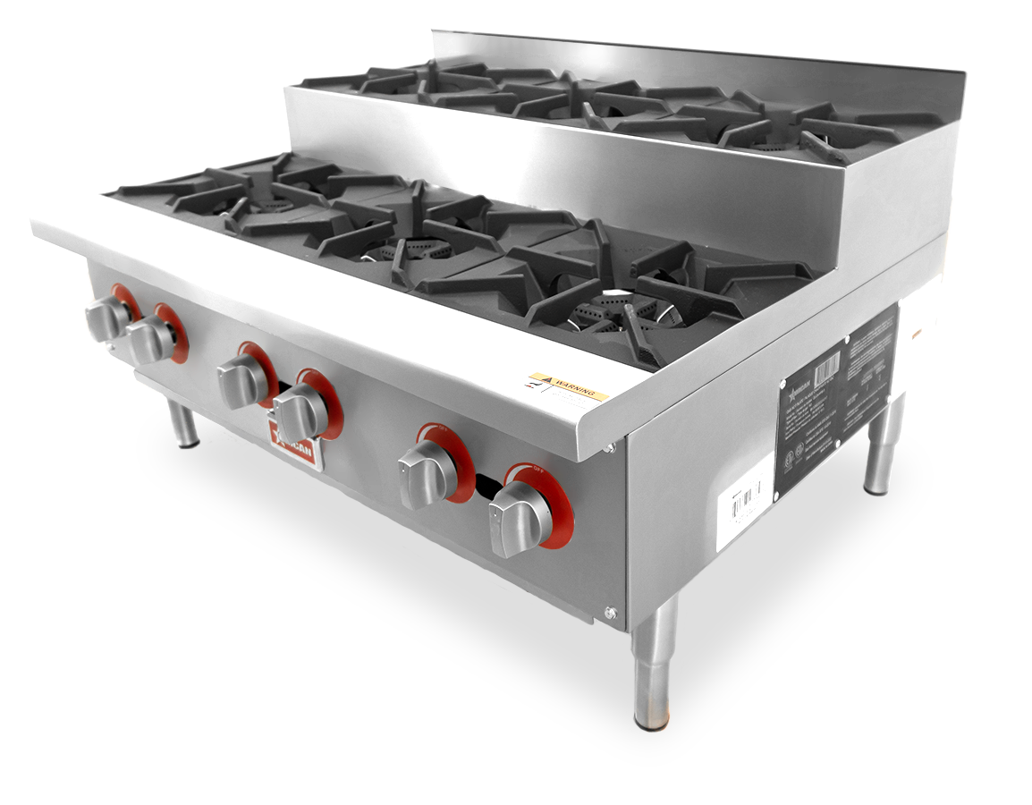 36″ Step-Up Hot Plate with 6 Burners