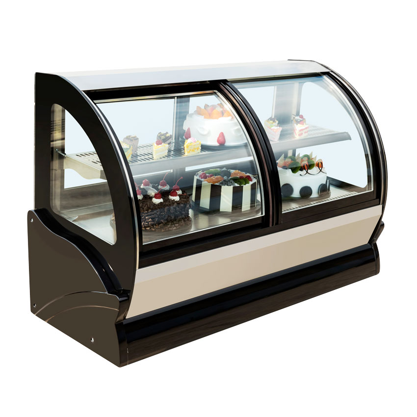 47" Countertop Curved Glass Refrigerated Display with Dual Access and 190 L capacity