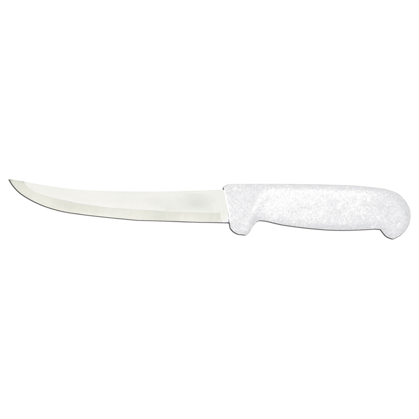 6-inch Curved Blade Boning Knife with White Polypropylene Handle