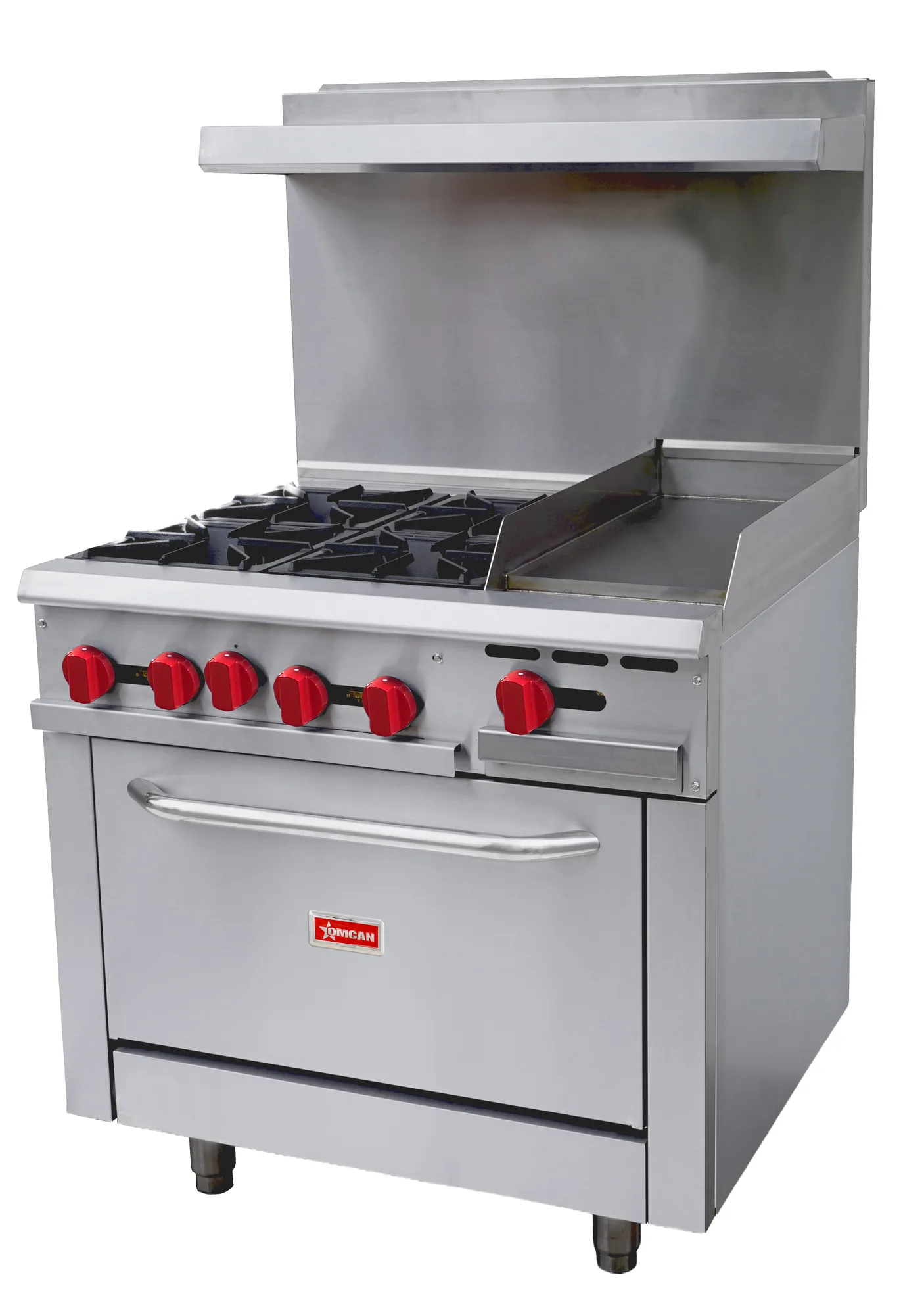 36″ Commercial Gas Range with 4 Burners, 12″ Griddle and Standard Oven 171,000 BTU – Natural Gas