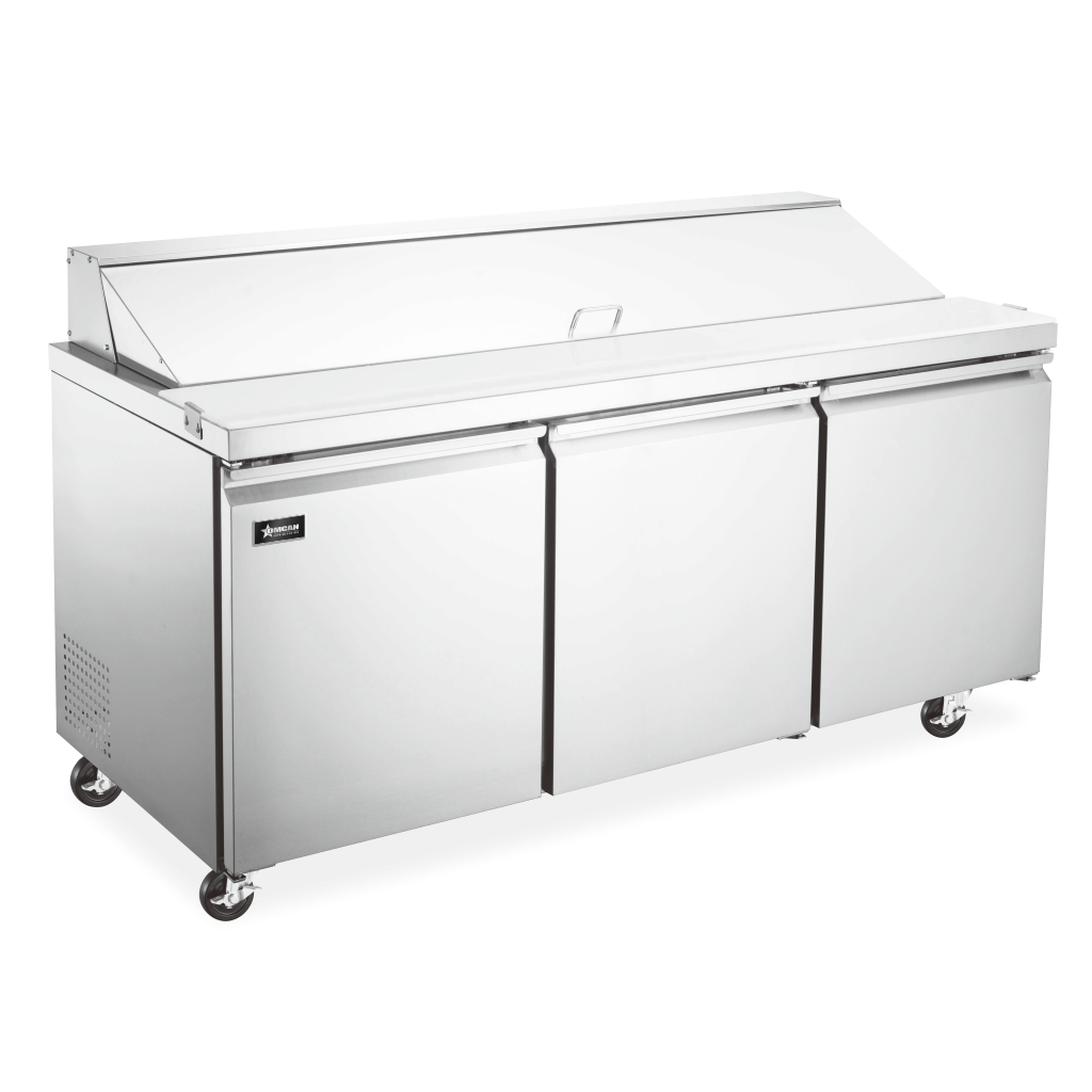 70″ Refrigerated Prep Table, 3 Doors, 15.5 cu.ft. Capacity