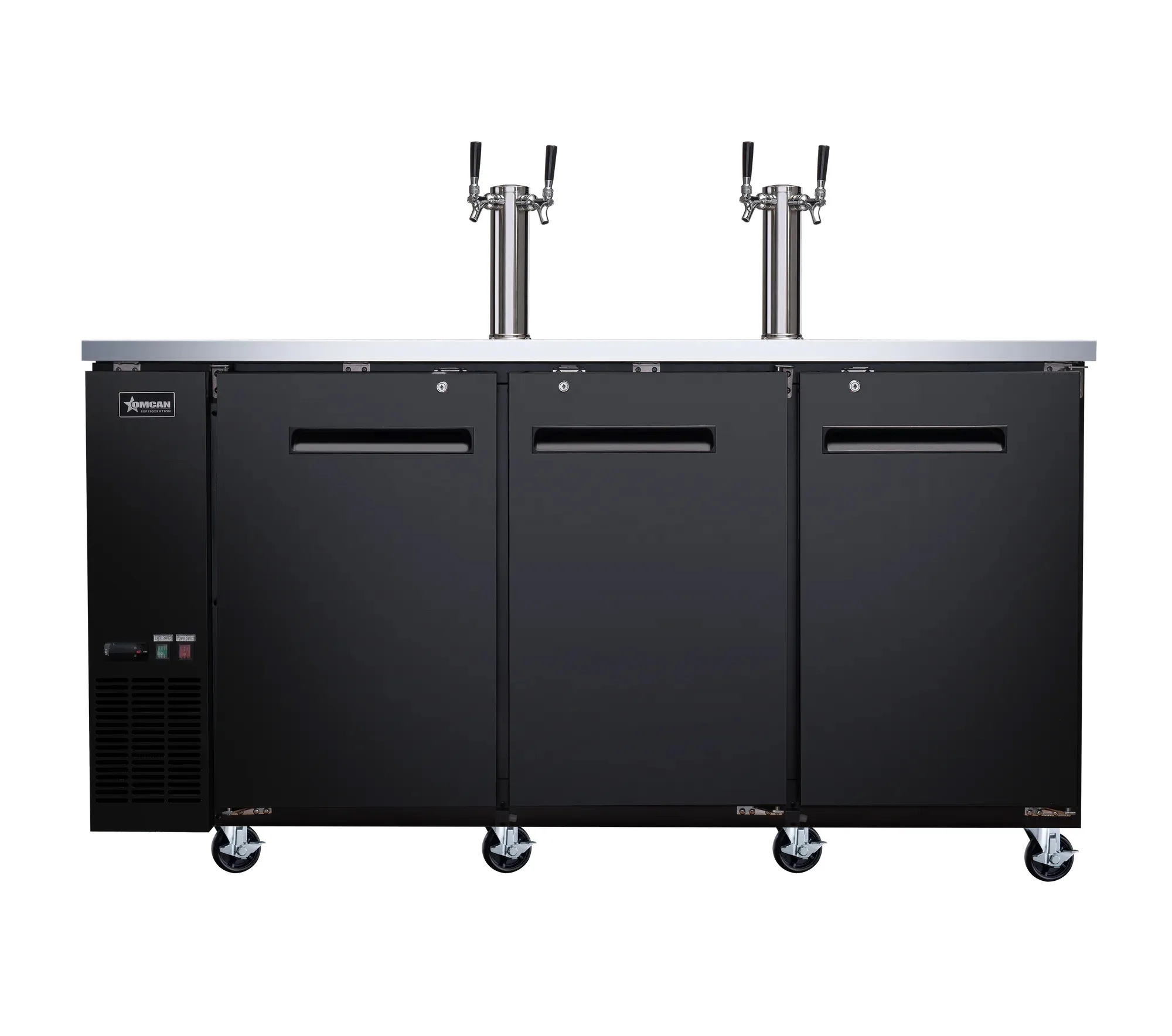 72″ Three (3) Door Kegerator / Beer Dispenser with Two Double Tap Towers, 24" Depth, 19.6 cu.ft. (556 L)