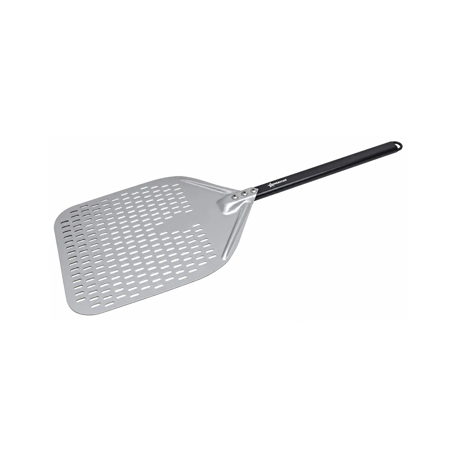 35 1/2″ Perforated Aluminum Pizza Peel with 12″ x 15 3/4″ Rectangular Blade