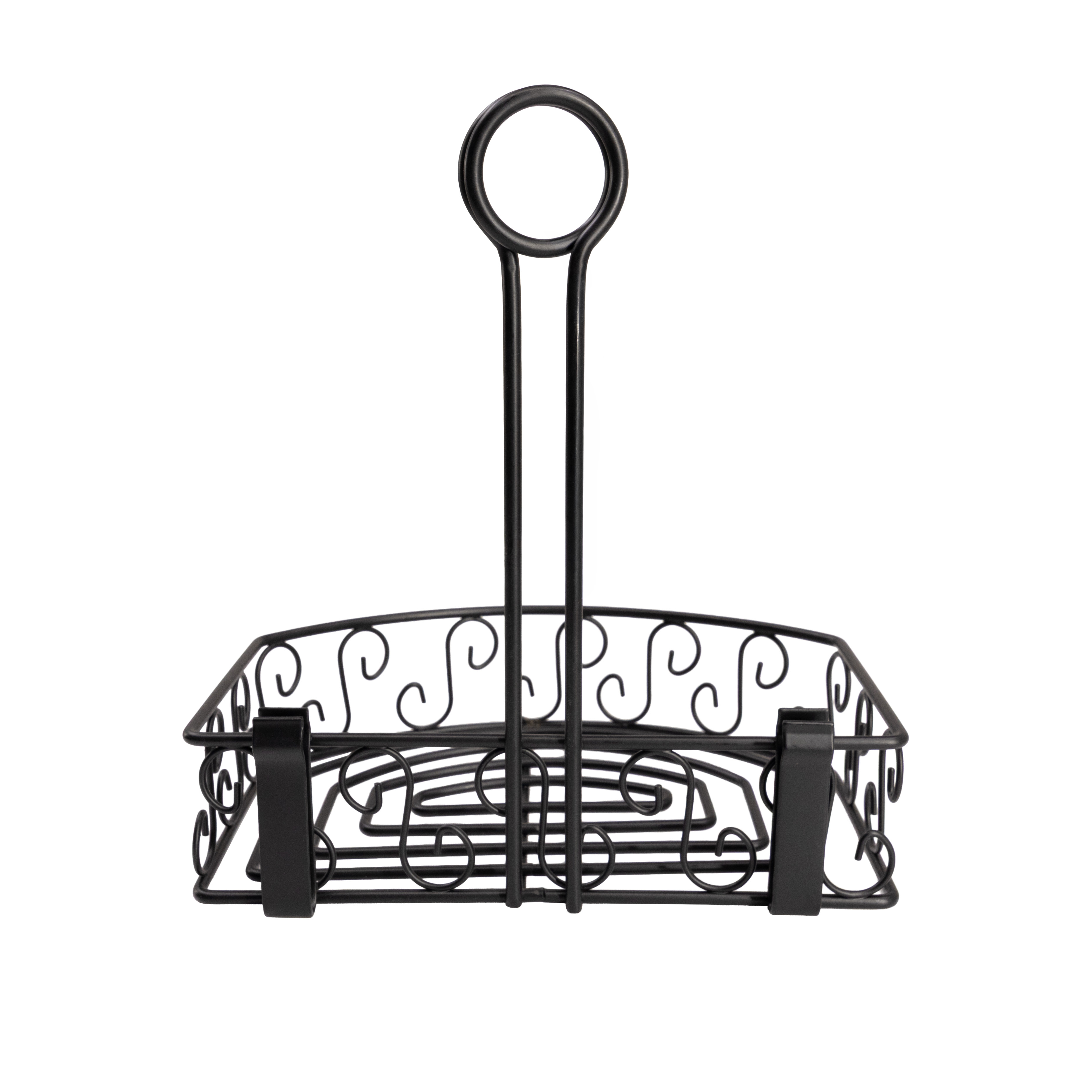 8.25" x 6.25" x 9" Flat-back Wire Condiment Caddy with Handle