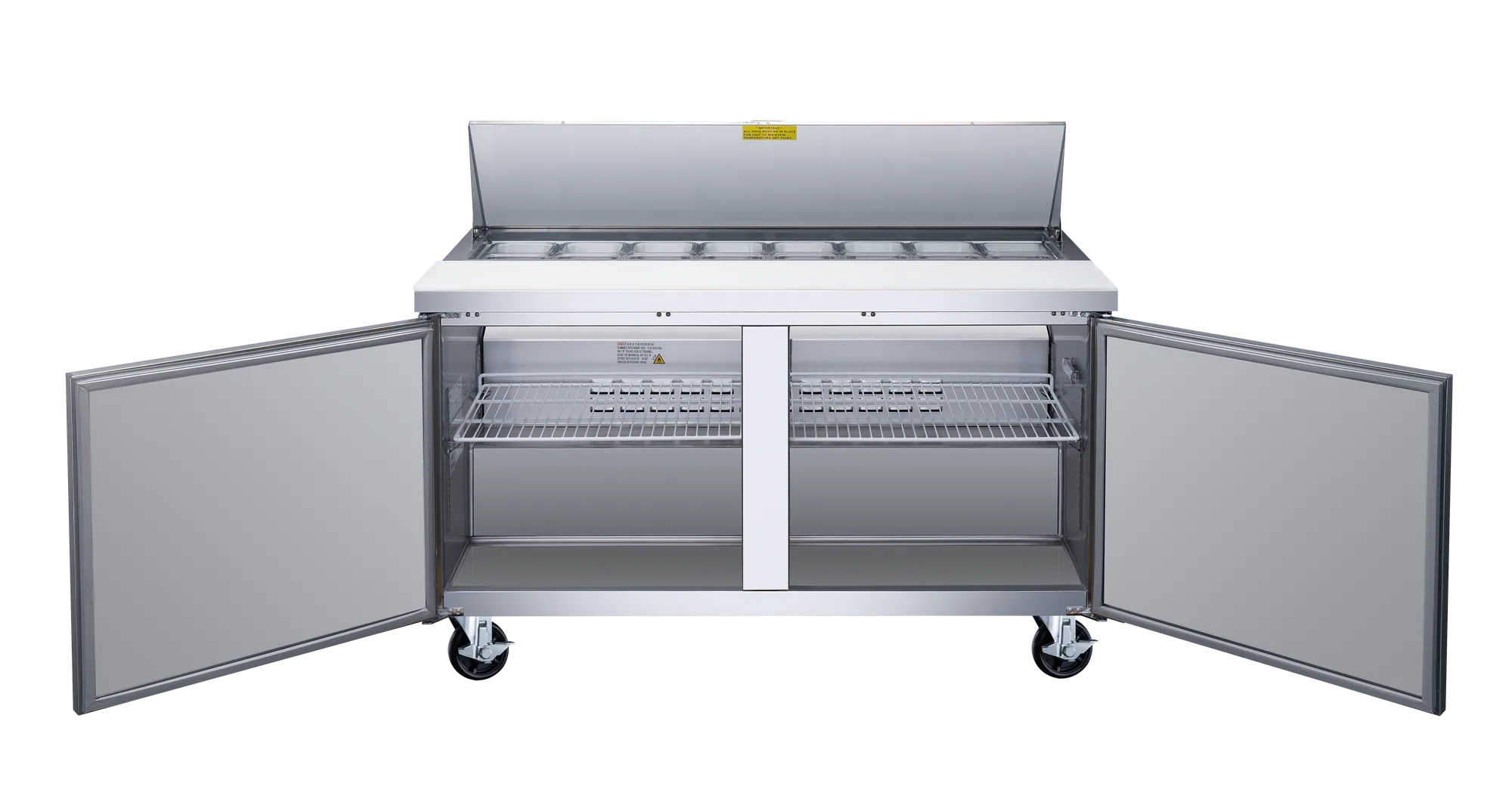 60″ Two (2) Door Refrigerated Prep Table, 15 cu. ft. (425 L), Stainless Steel