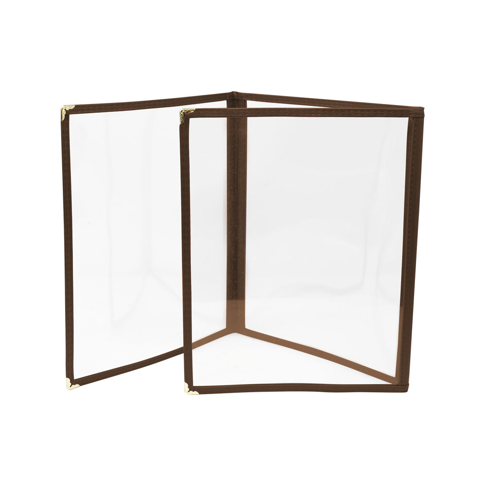 9 1/2″ x 11 3/4″ Brown Triple-Fold Menu Holder