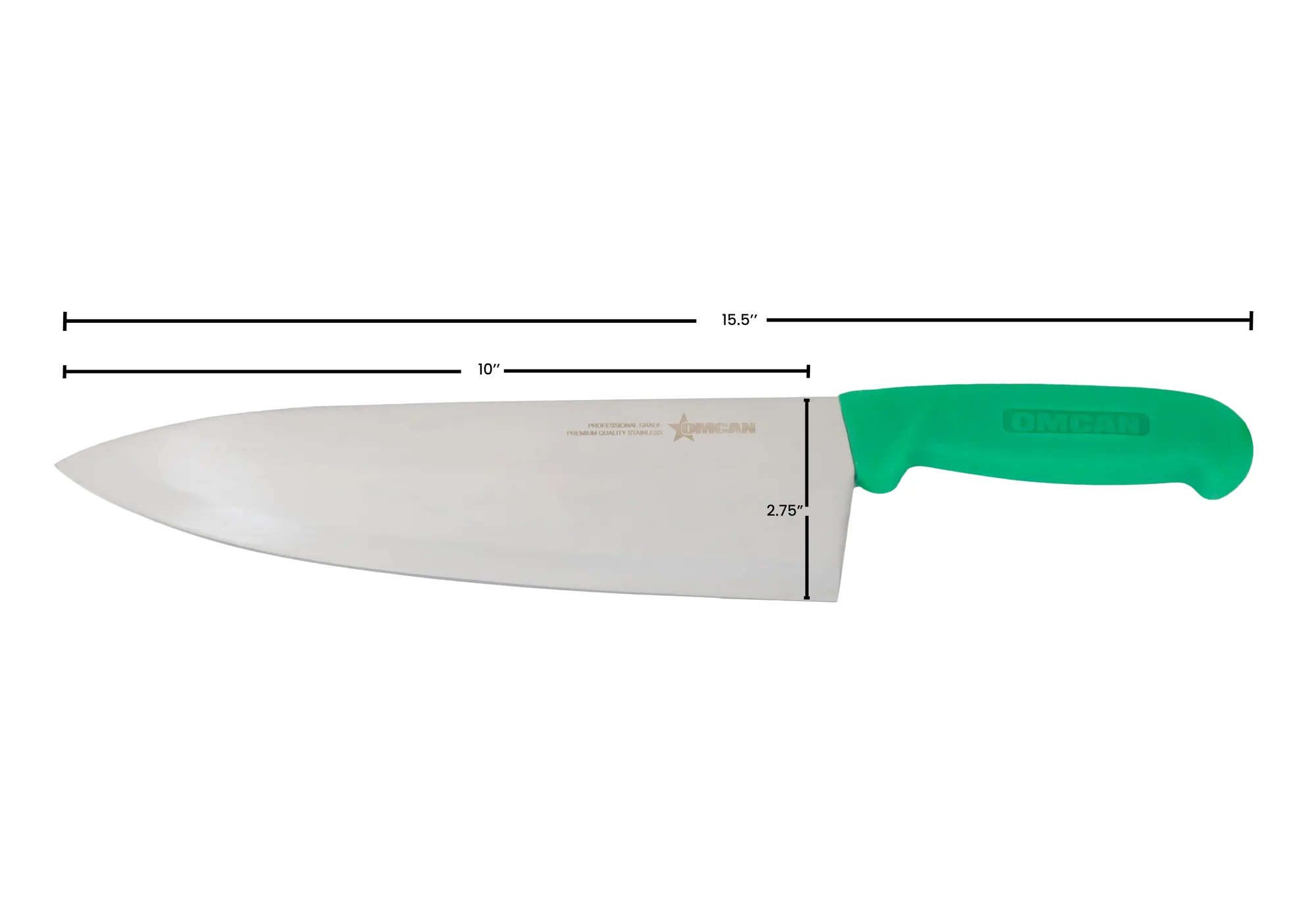 10″ Medium Cook Knife with Green Polypropylene Handle
