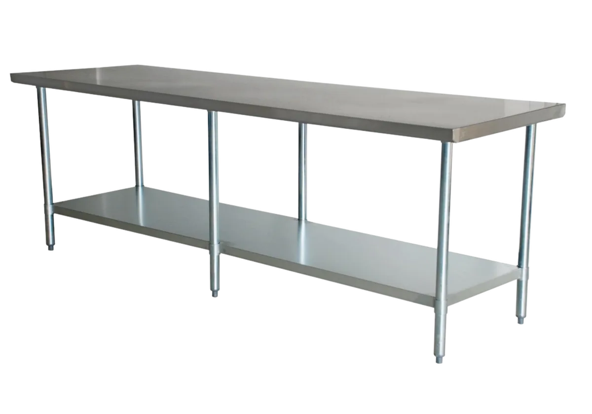 24″ x 108″ 20 Gauge 430 All Stainless Steel Worktable with Stainless Steel Undershelf and Legs