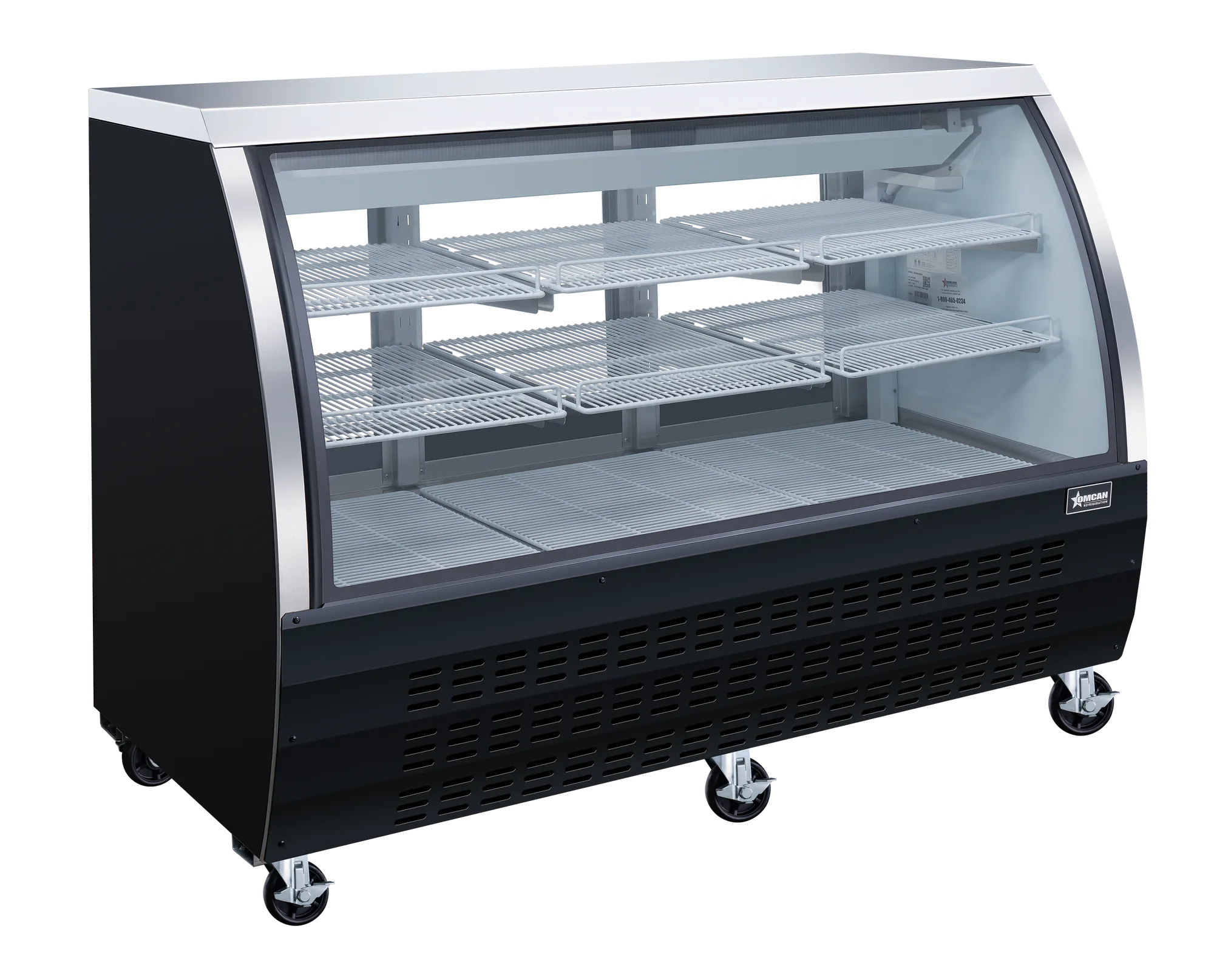 64″ Two (2) Shelf Floor Refrigerated Showcase, 22 cu. ft. (620 L), Black