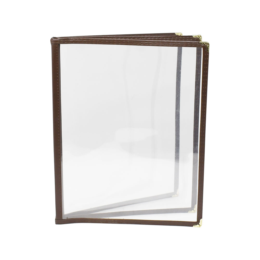 9 1/2″ x 11 3/4″ Brown Three-Page Menu Holder