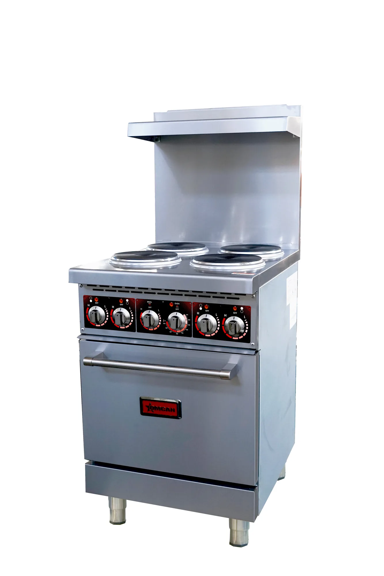 24″ Commercial Electric Range with 4 Burners and Standard Oven – 208 V, 13 kW, 3 Ph
