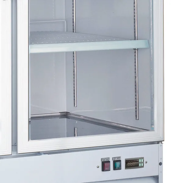 53″ Two (2) Glass Door Display Freezer, 45 cu. ft. (1270 L), White