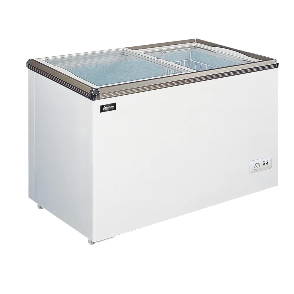 34″ Two (2) Door Ice Cream Display Chest Freezer with Flat Glass Top, 7.1 cu. ft. (201 L)