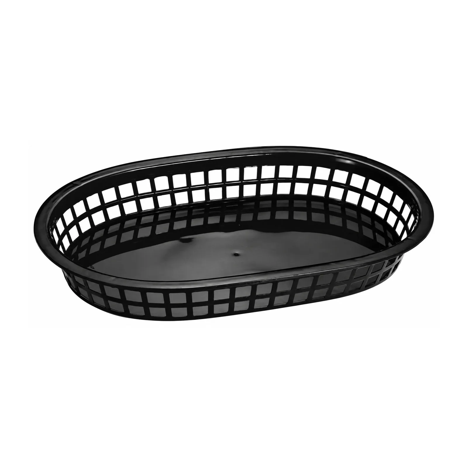 10″ x 7″ Plastic Oval Fast Food Serving Basket – Black
