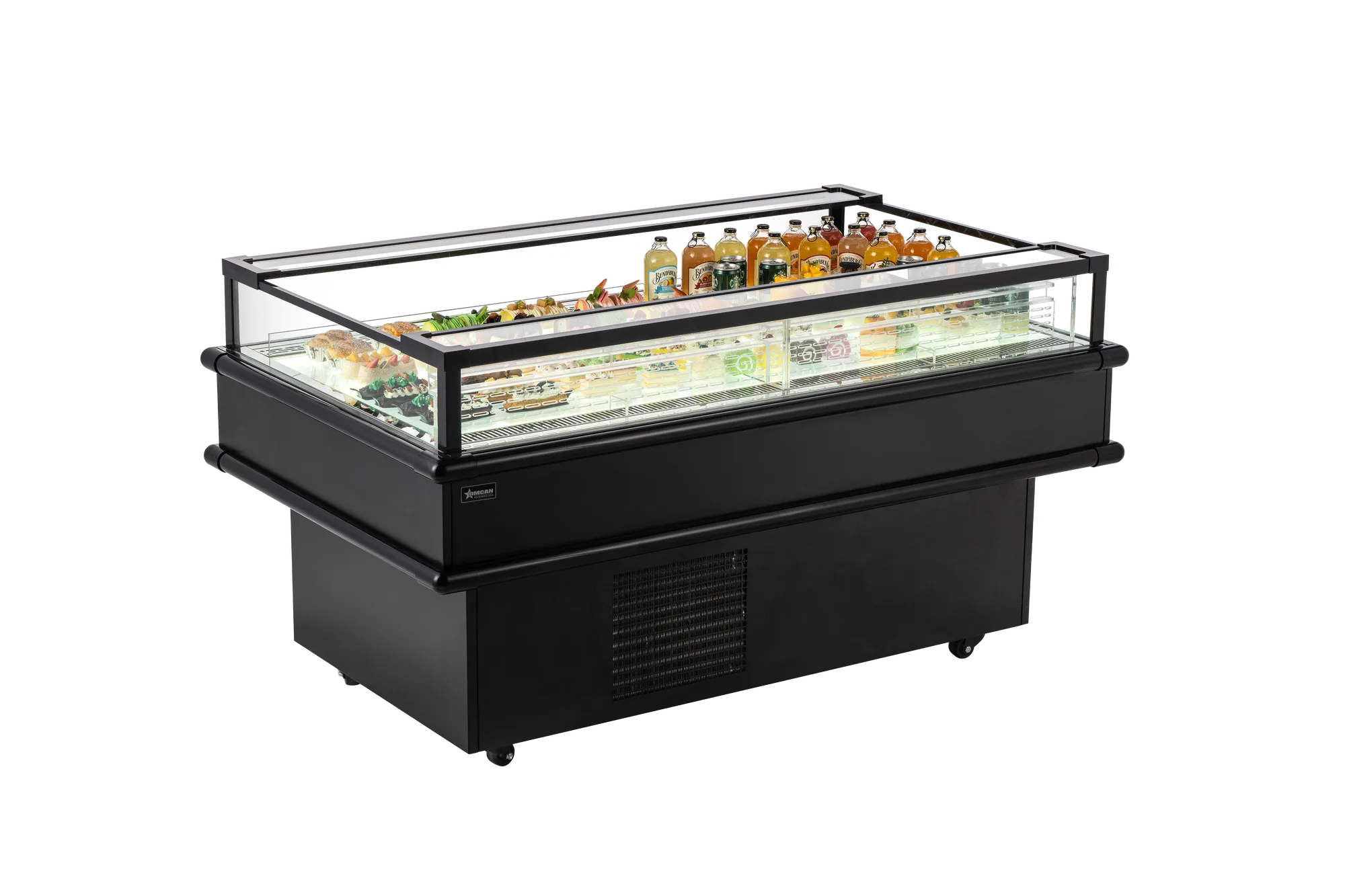 61″ x 37.5″ Refrigerated Island Top-Open Showcase, 7.1 cu. ft. (202 L), Black