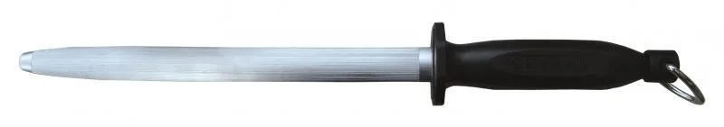 10″ Oval Sharpening Steel with Black Handle