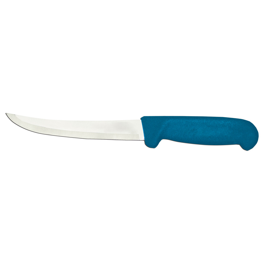 6-inch Curved Blade Boning Knife with Blue Polypropylene Handle