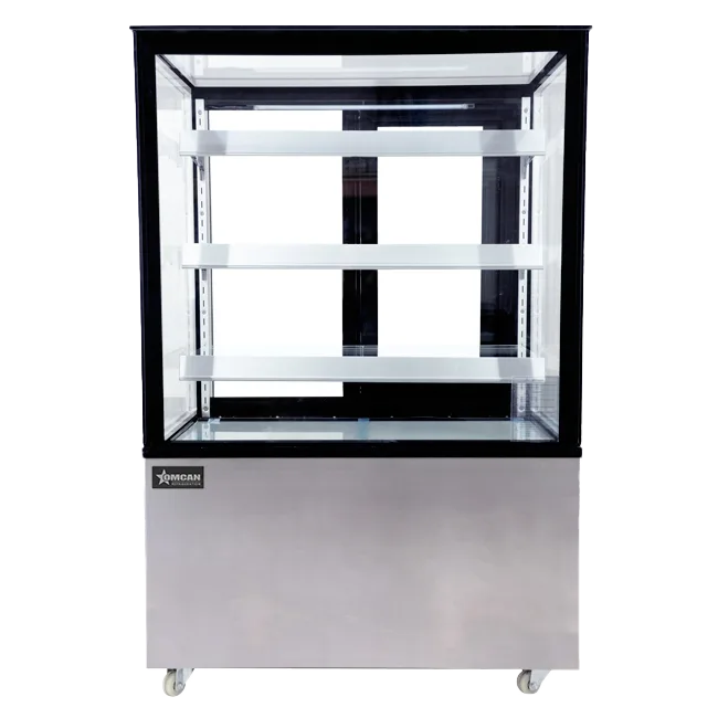 36″ Three (3) Shelf Square Glass Floor Refrigerated Display Case, 13.77 cu. ft. (390 L), Stainless Steel