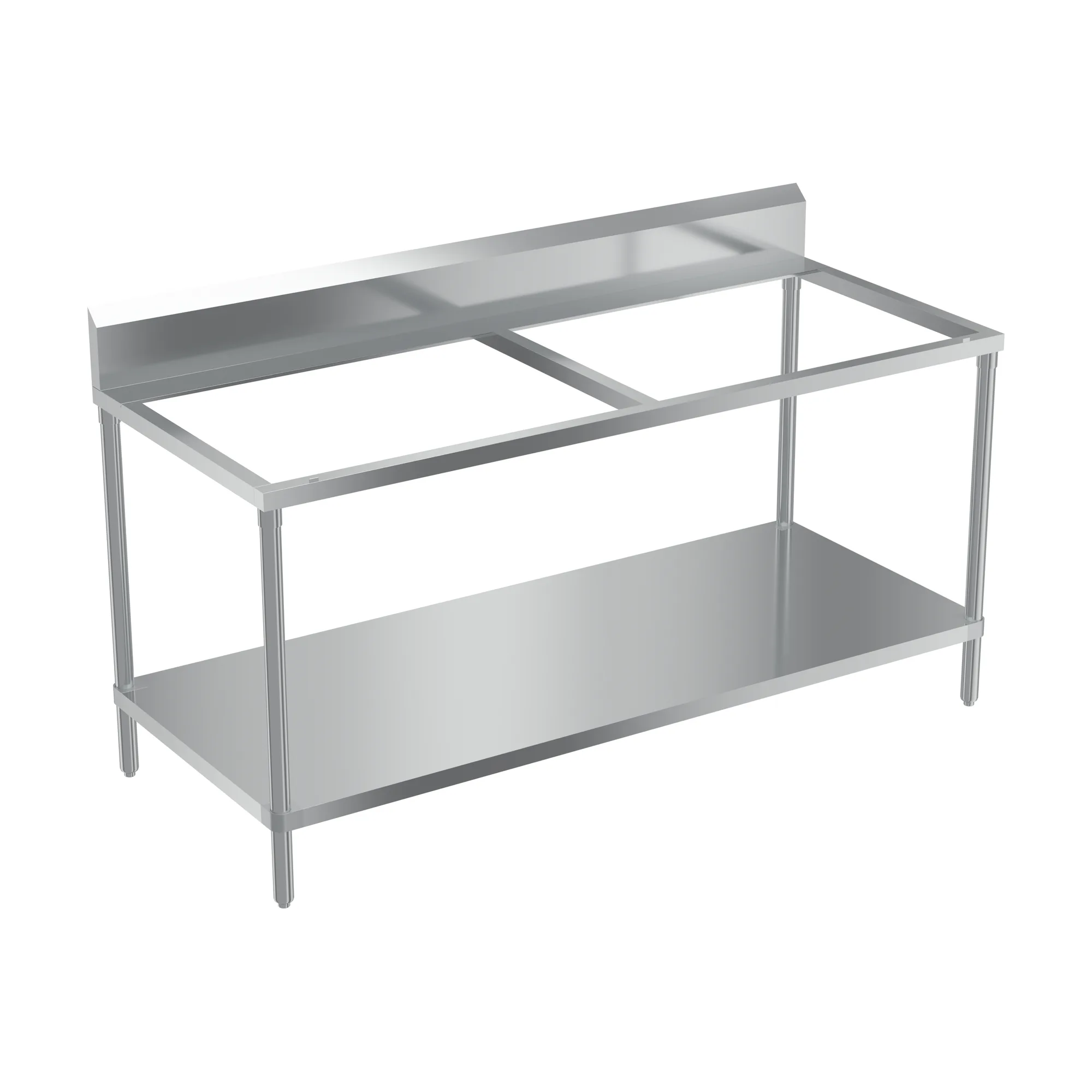 30″ x 72″ 16 Gauge 430 Solid Poly Top Table with 6″ Backsplash