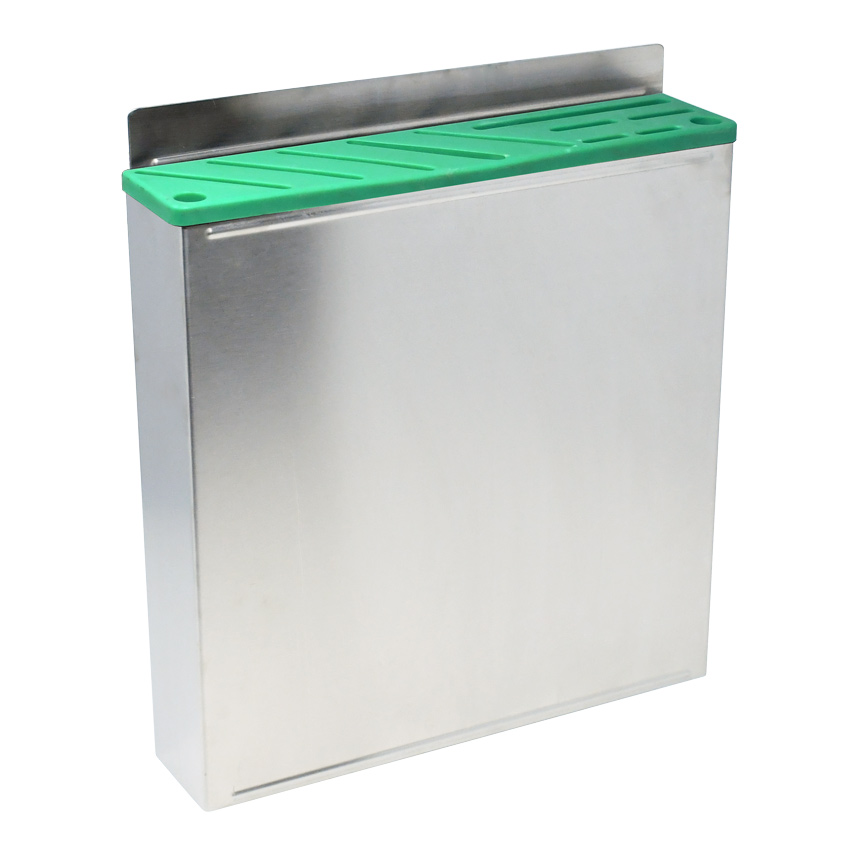 Stainless Steel Knife Rack with Green Plastic Insert