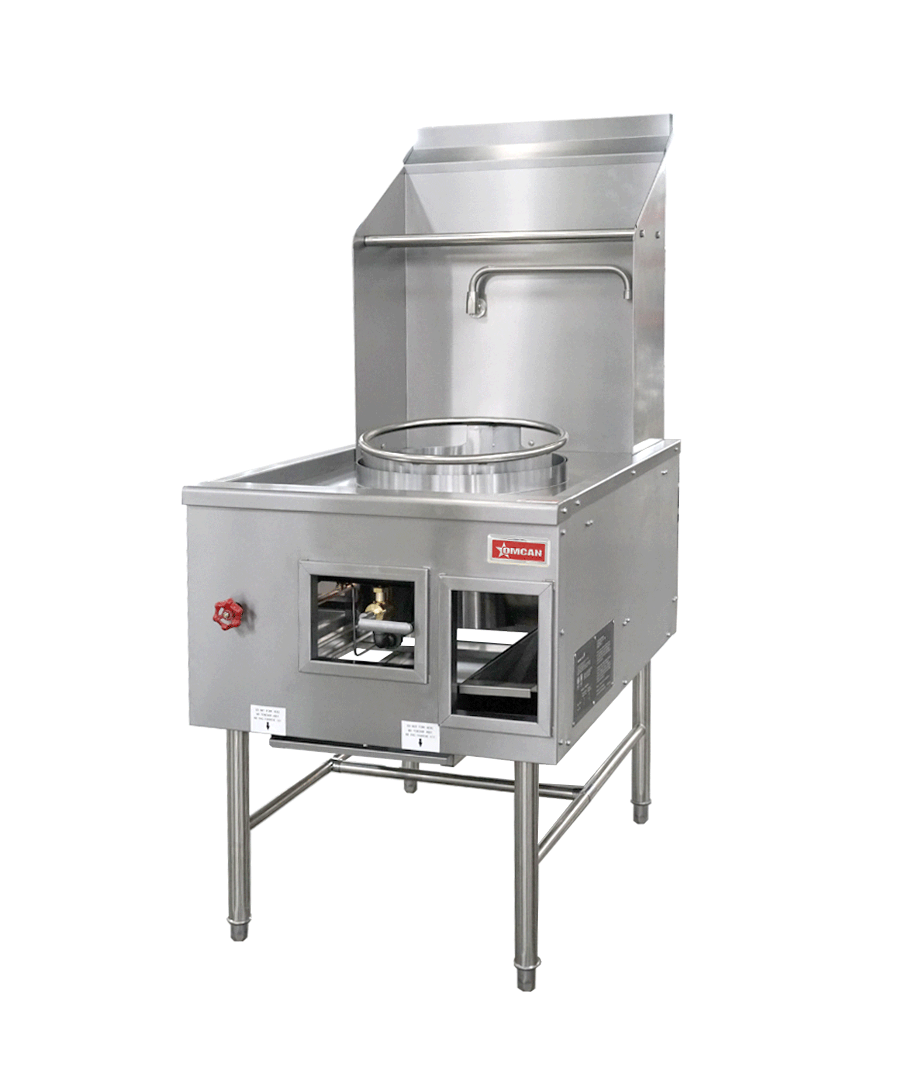 Single Chamber Wok Range with a 16″ Ring, Backsplash, Faucet, 125,000 BTU – Natural Gas
