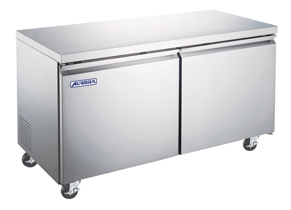 Aurora 60″ Undercounter Freezer, 2 Doors, Stainless Steel, 15cu.ft. (425L) Capacity – 110V , 345 W