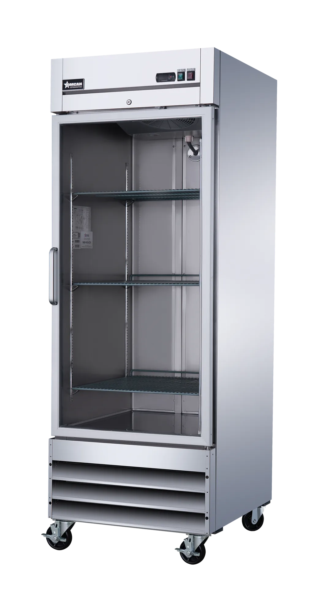 29″ One (1) Glass Door Reach-In Refrigerator, 23 cu. ft. (651 L), Stainless Steel