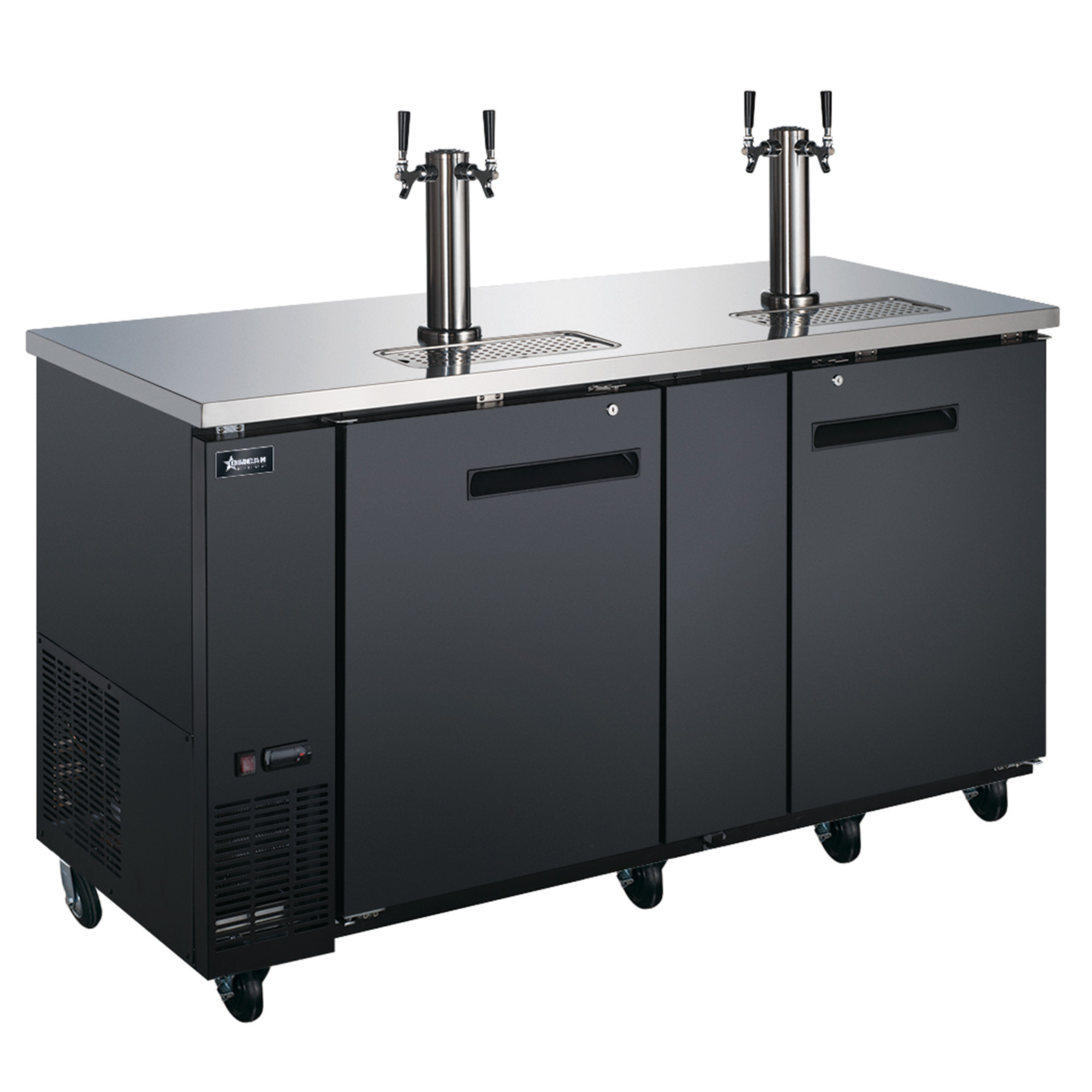 69″ Two (2) Door Kegerator / Beer Dispenser with Two Double Tap Towers, 23 cu.ft. (660 L)