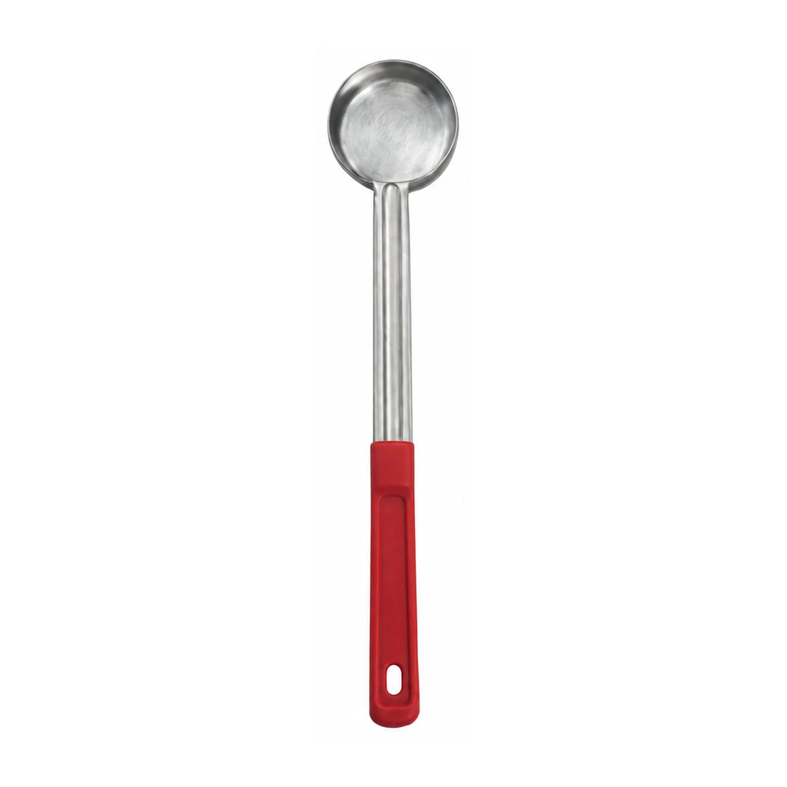 2 oz One-Piece Stainless Steel Solid Portion Control Spoon with Red Handle