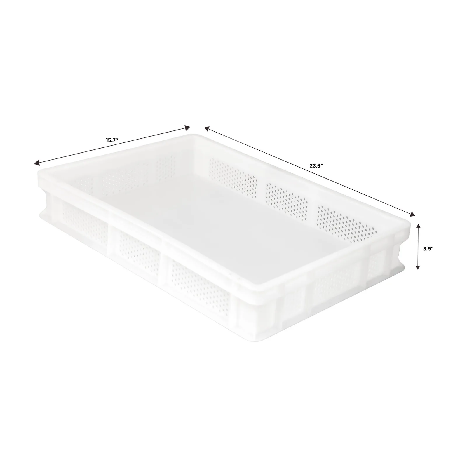 23.6″ x 15.7″ x 3.9″ Polypropylene Pasta Tray with Solid Base and Perforated Sides