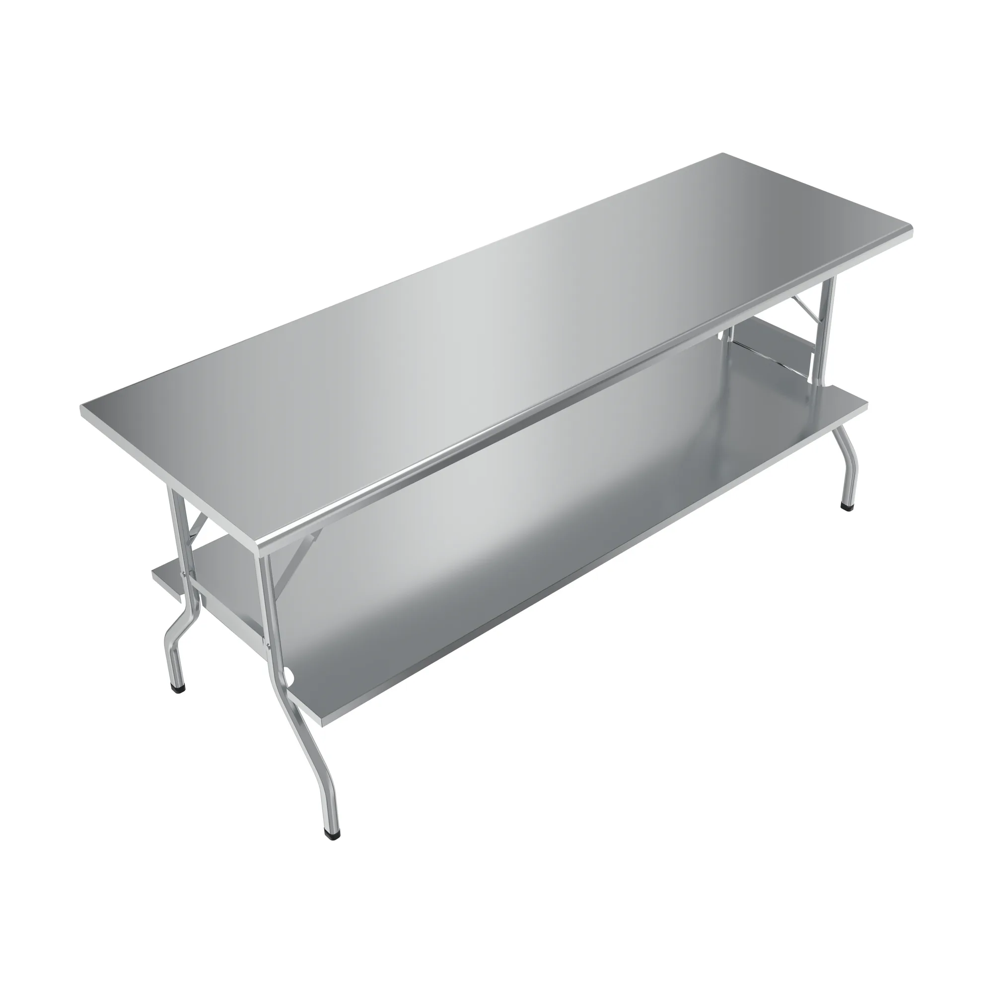 24″ x 72″ 18 Gauge 430 Stainless Steel Folding Table with Undershelf