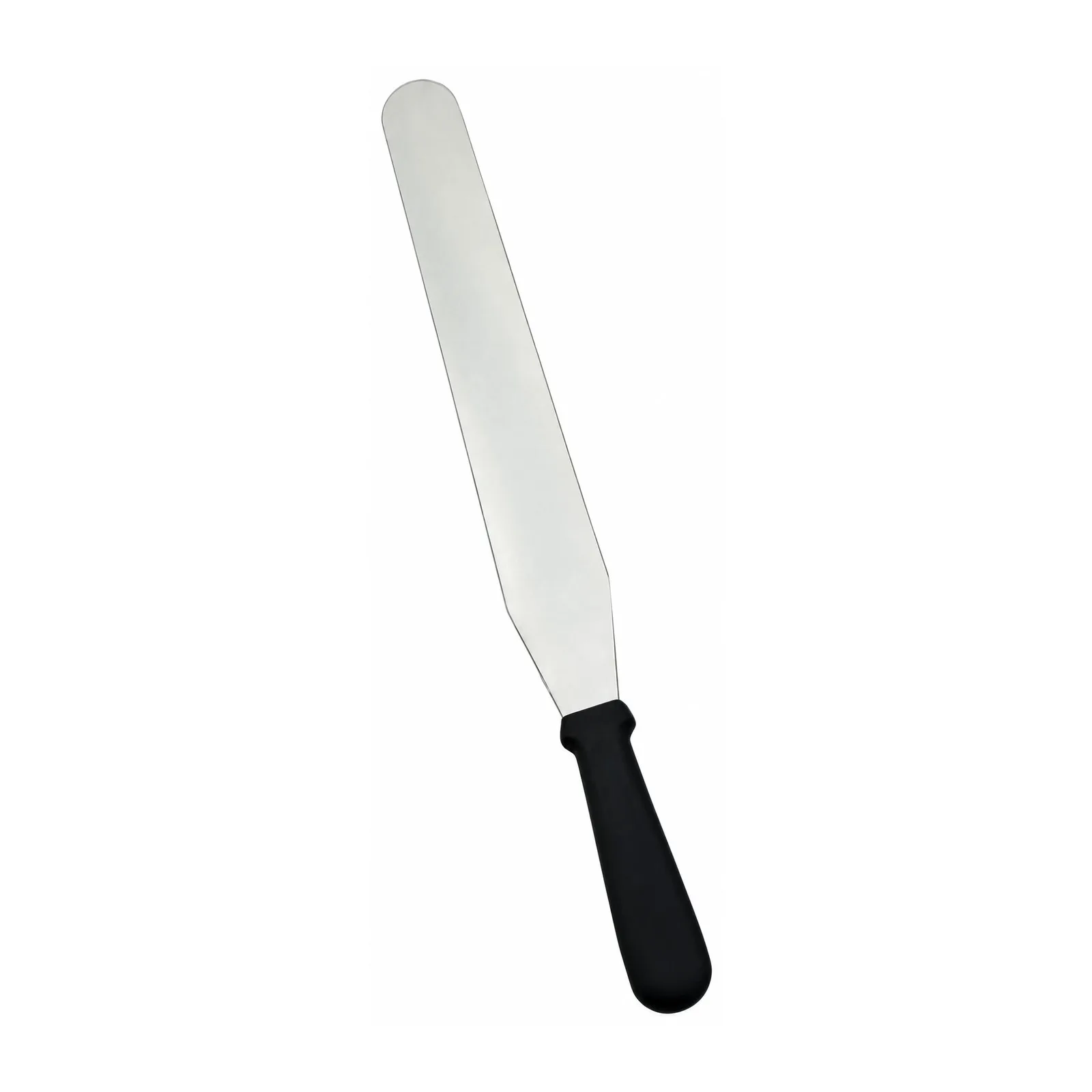 Stainless Steel Straight Baking / Icing Spatula with 10″ x 1 3/8″ blade and Black Plastic Handle