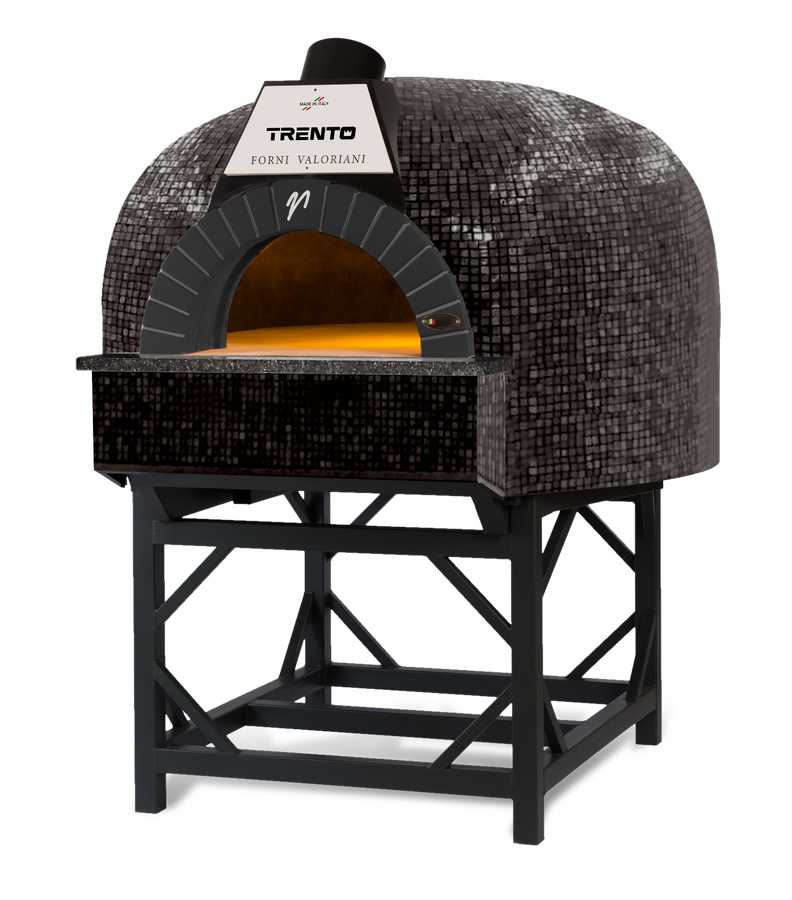 Trento Valoriani Igloo 100 Gas and Wood Fired Pizza Oven, Black Mosaic – 85,300 BTU