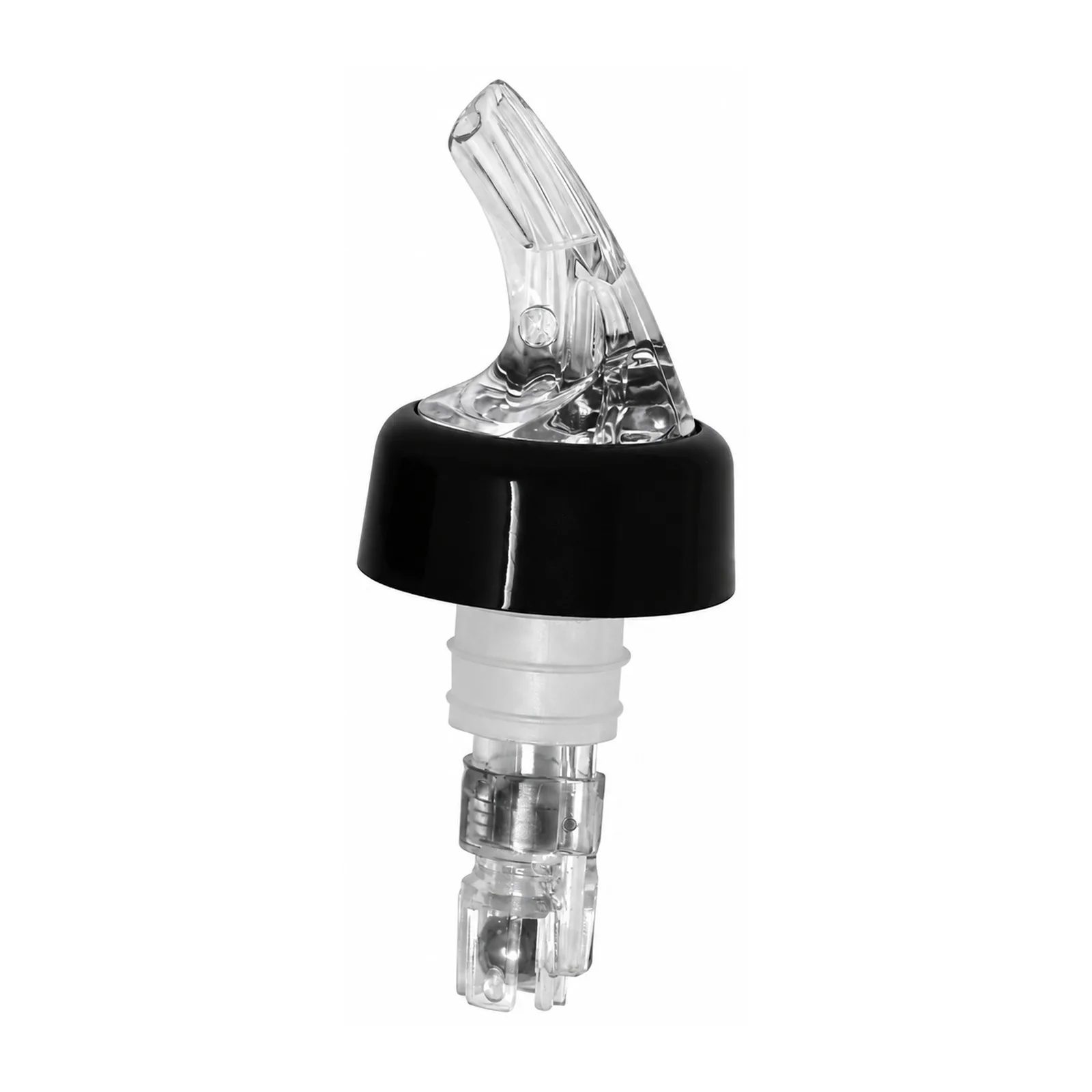 1 1/4 oz Clear Spout / Clear Tail Measured Liquor Pourer with Collar – 12/Pack