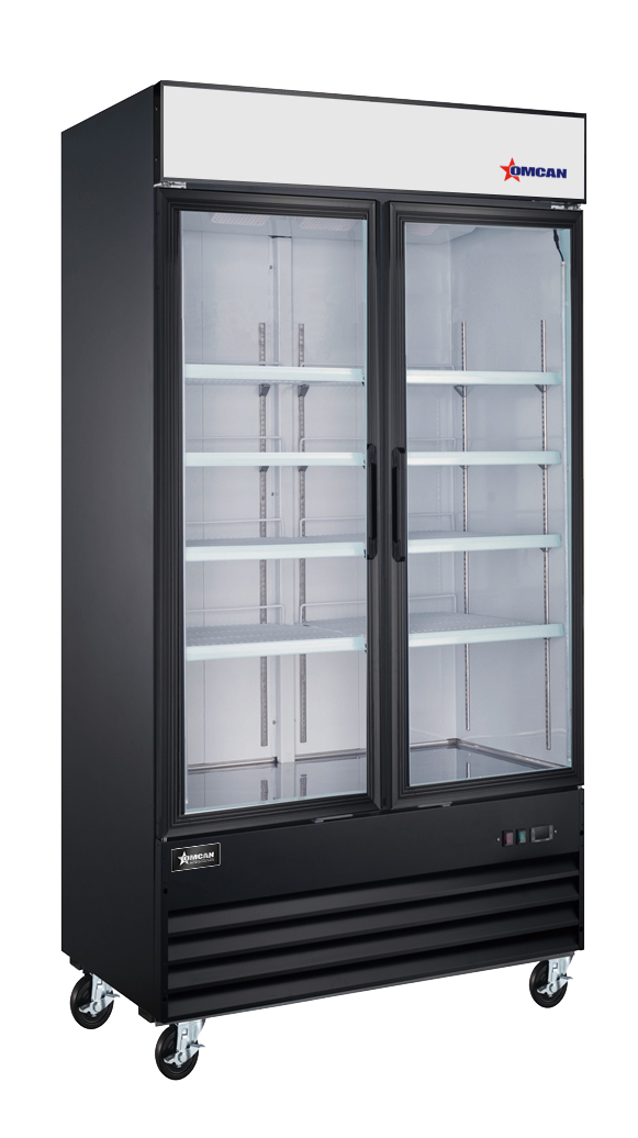 40” Two (2) Glass Door Display Freezer, 31.5 cu.ft. (892 L), Black