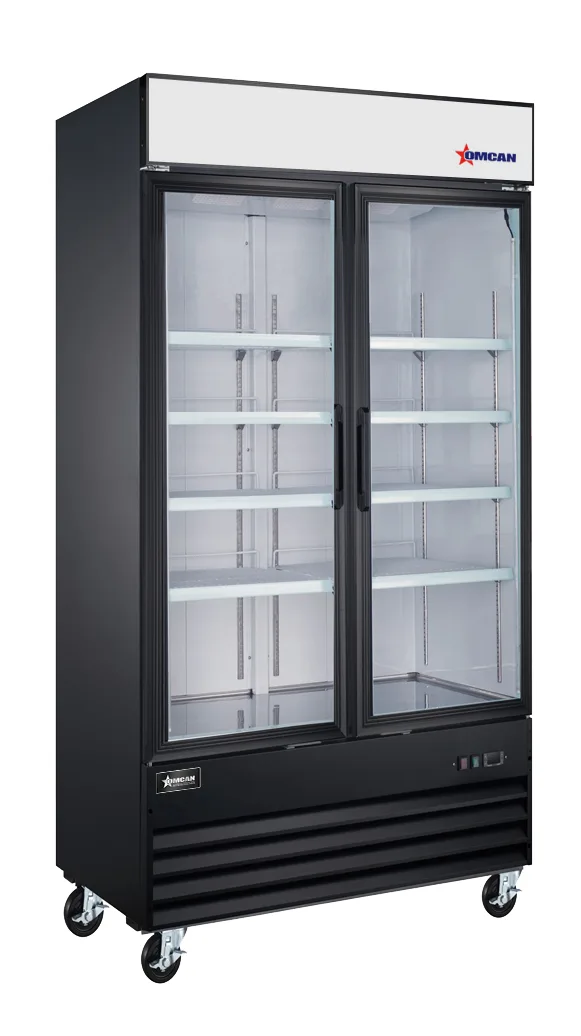 40″ Two (2) Glass Door Display Freezer, 31.5 cu. ft. (892 L), Black