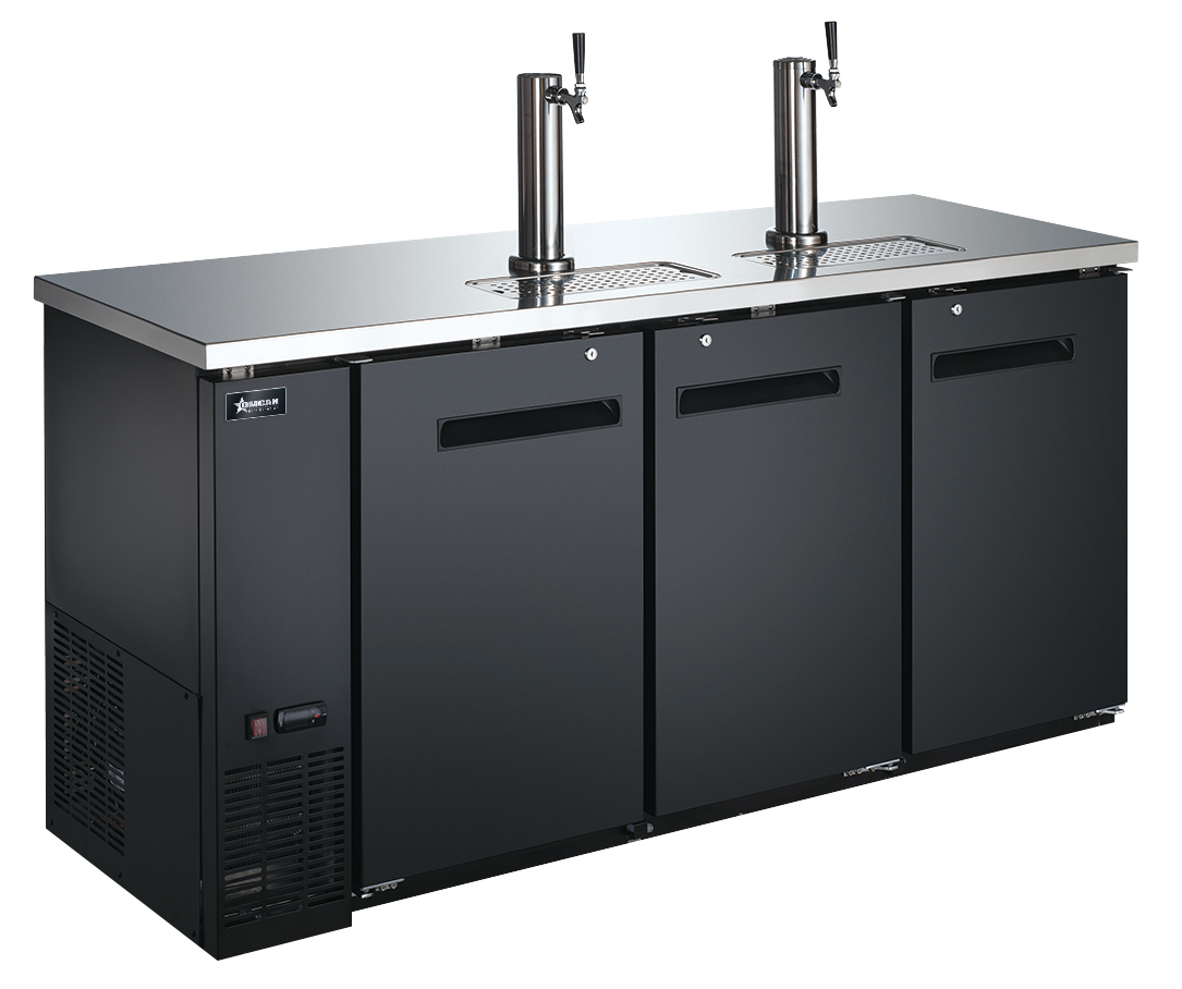 73″ Three (3) Door Kegerator / Beer Dispenser with 2 Taps, 19.6 cu.ft. (556 L)