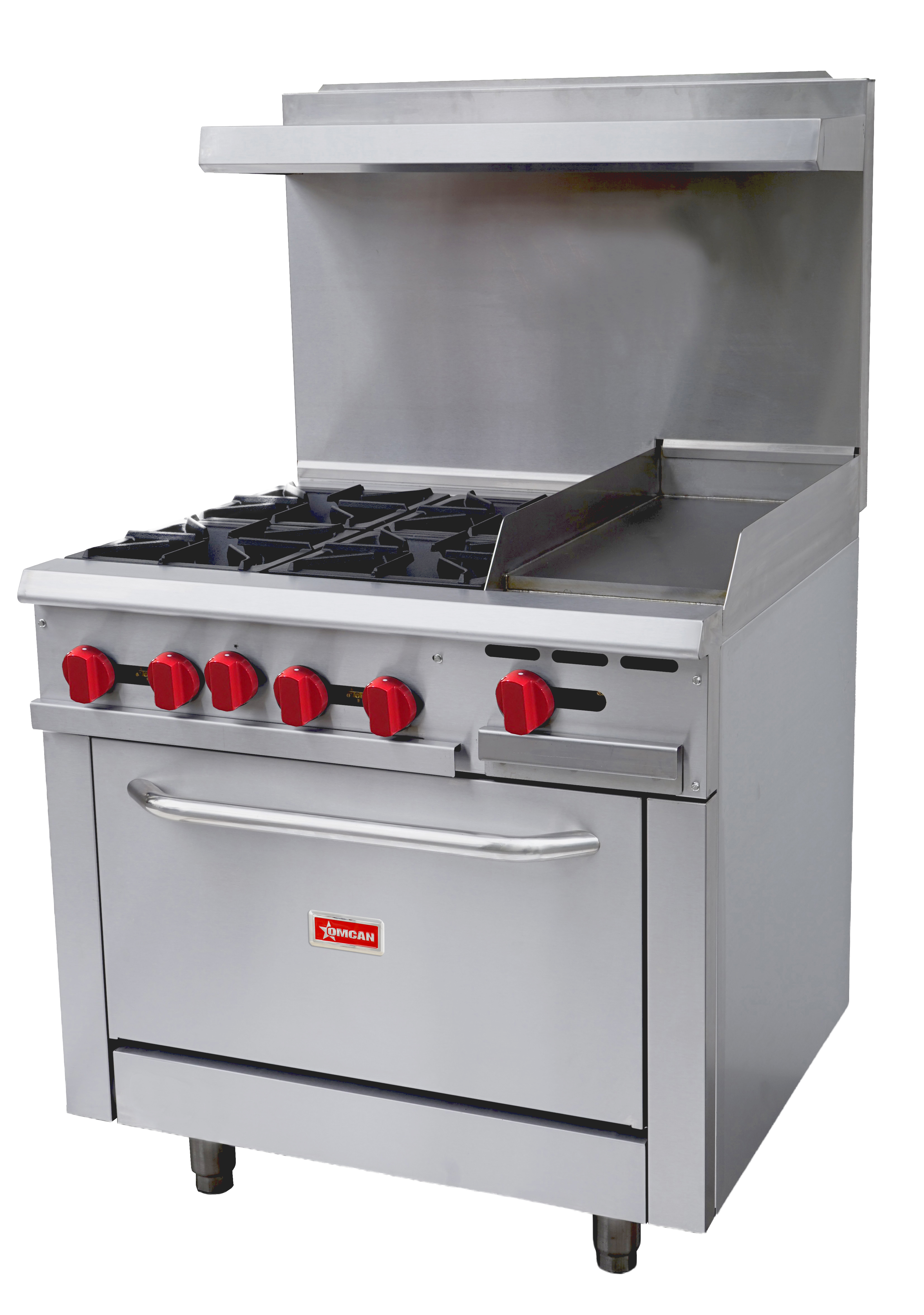 36″ Commercial Gas Range with 4 Burners, 12″ Griddle and Standard Oven 171,000 BTU – Liquid Propane