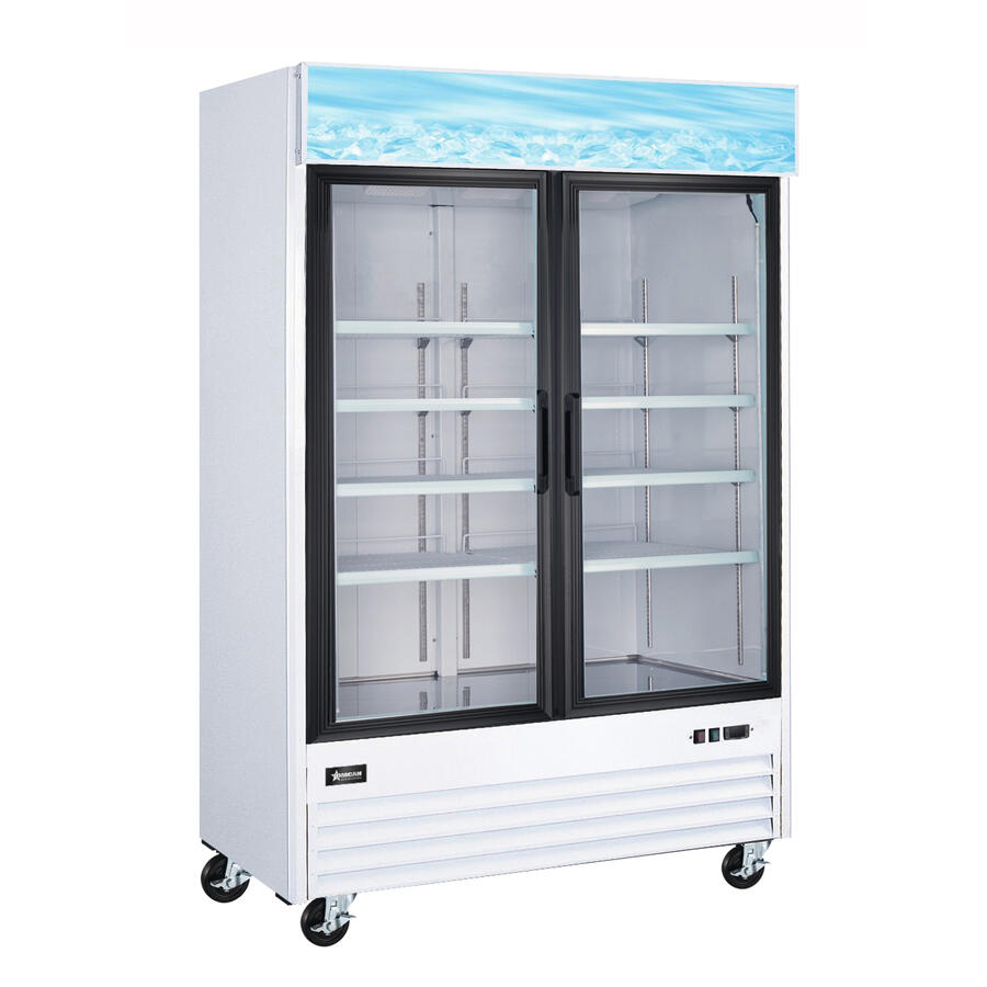 53” White Display Refrigerator, 2 Swings Glass Doors,  45 cu.ft. (1270 L) Capacity – 120V, 1/4 HP