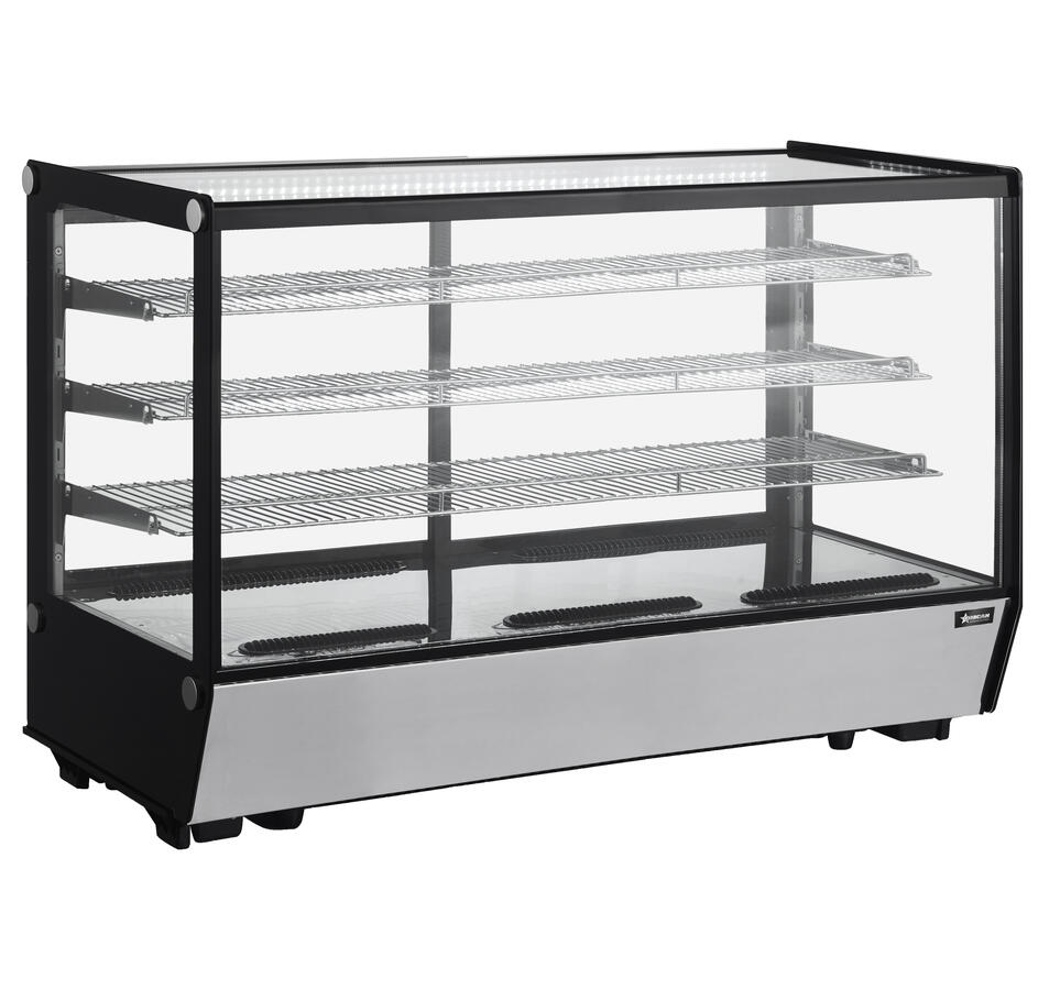 60″ Countertop Square Glass Refrigerated Display with 10 cu.ft. (277 Liters) Capacity – 110-120V, 800W