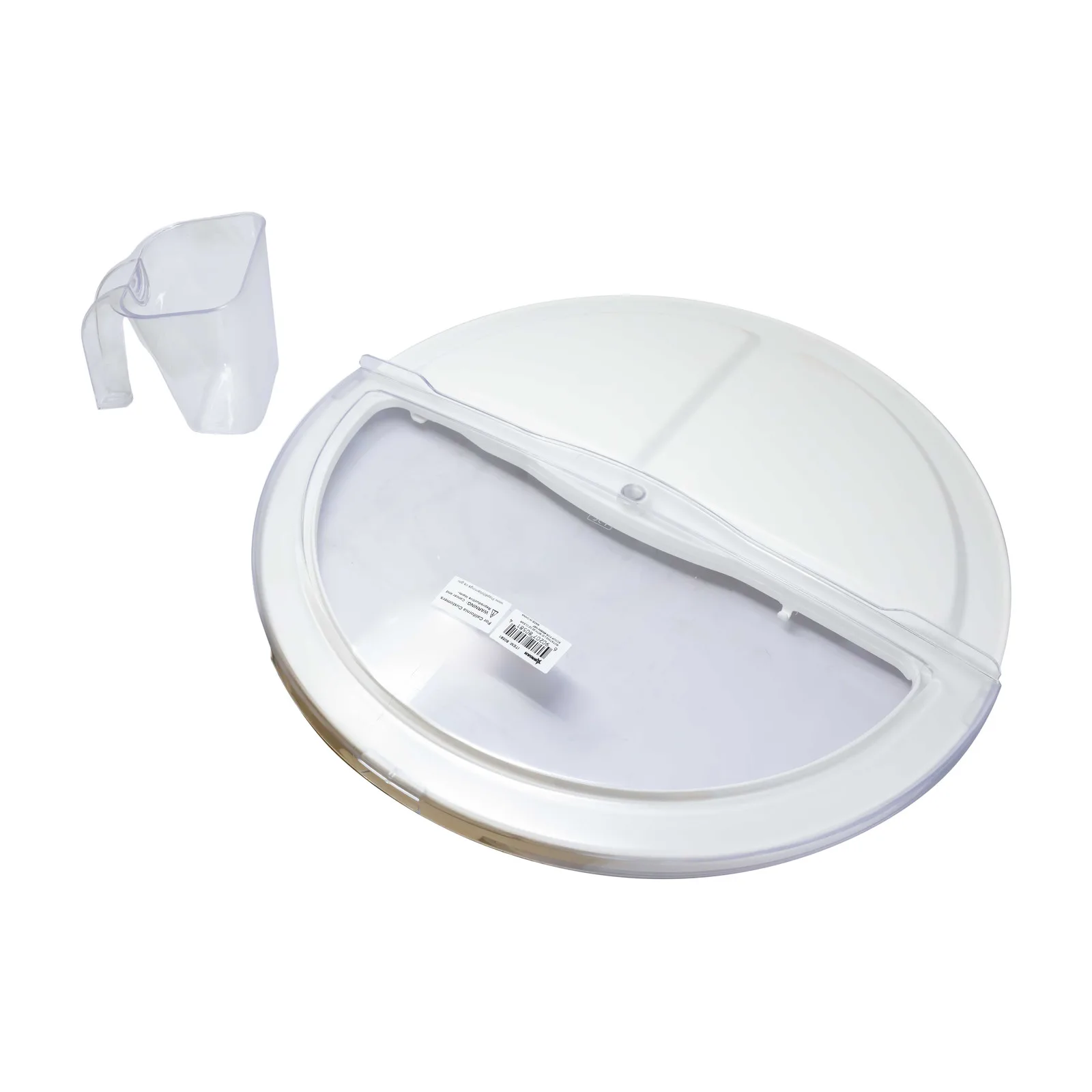 Polycarbonate + Polypropylene Rotating Lid with 20 oz Clear Scoop for 20-gallon Round Ingredient Bin