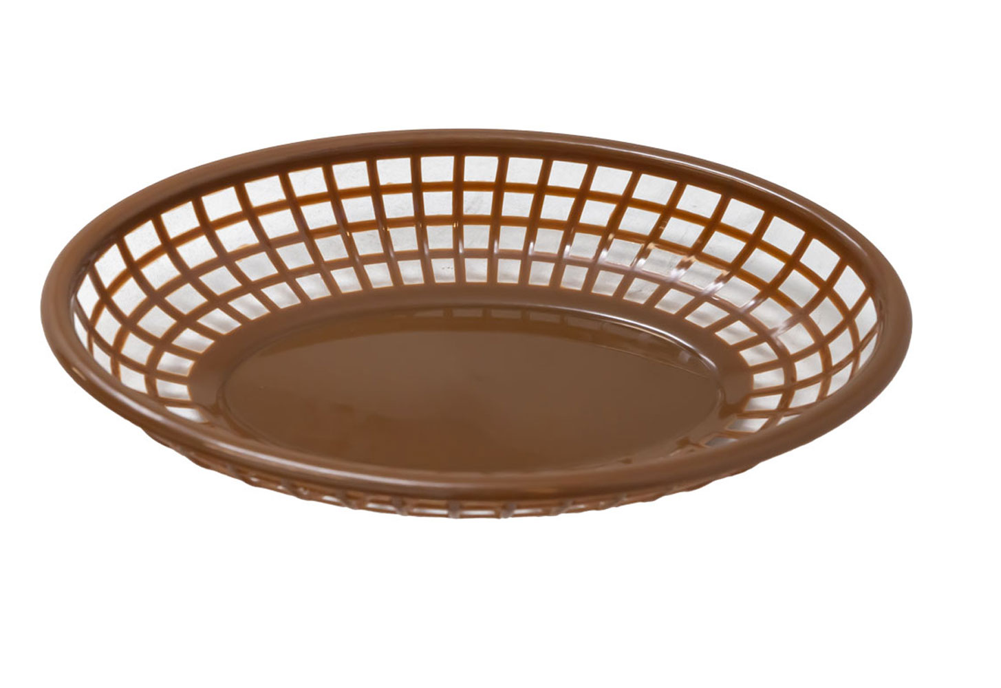 9 1/4″ x 5 3/4″ Plastic Oval Fast Food Serving Basket- Brown