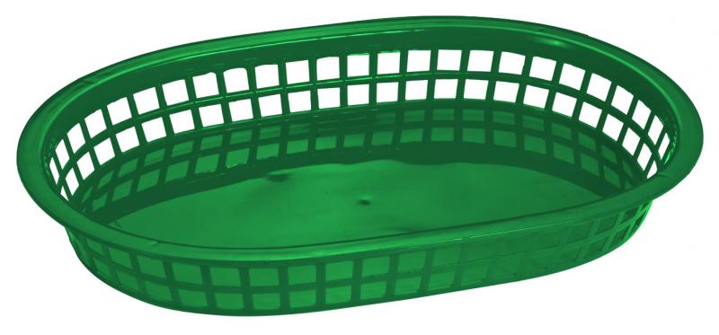 10″ x 7″ Plastic Oval Fast Food Serving Basket – Green