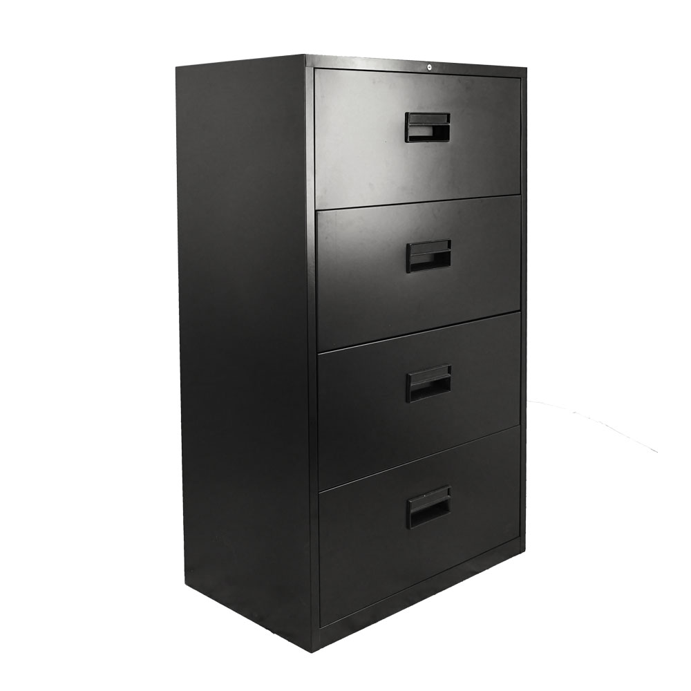 Black Legal Lateral File Cabinet with Four Drawers – 30″ Wide